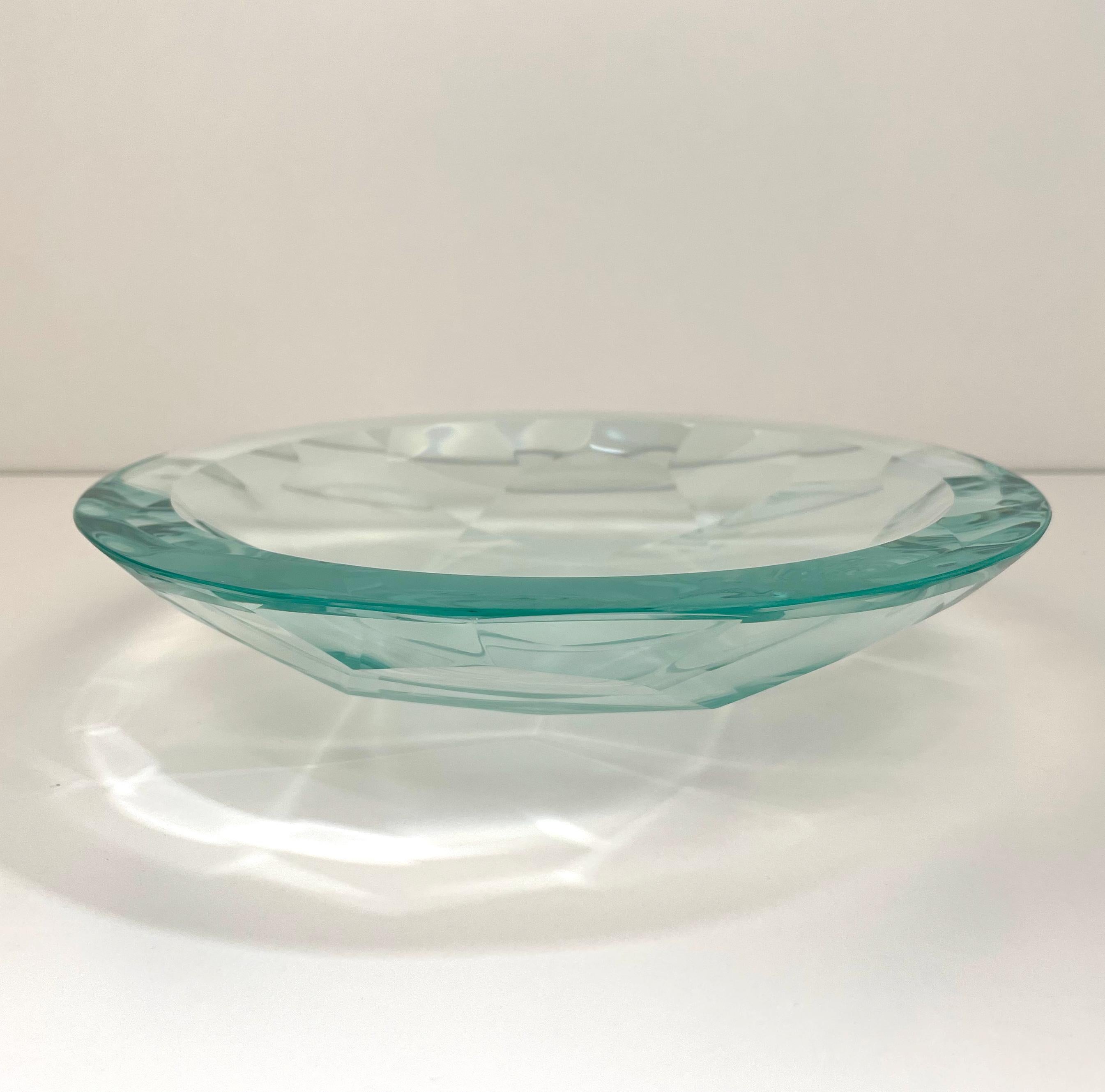 Glass Bowl with Geometric Flower Pattern entirely Handmade by Ghiró Studio For Sale 1