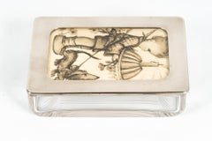 Glass Bowl with Hummel Motiv Drawing, Germany, Around 1950s