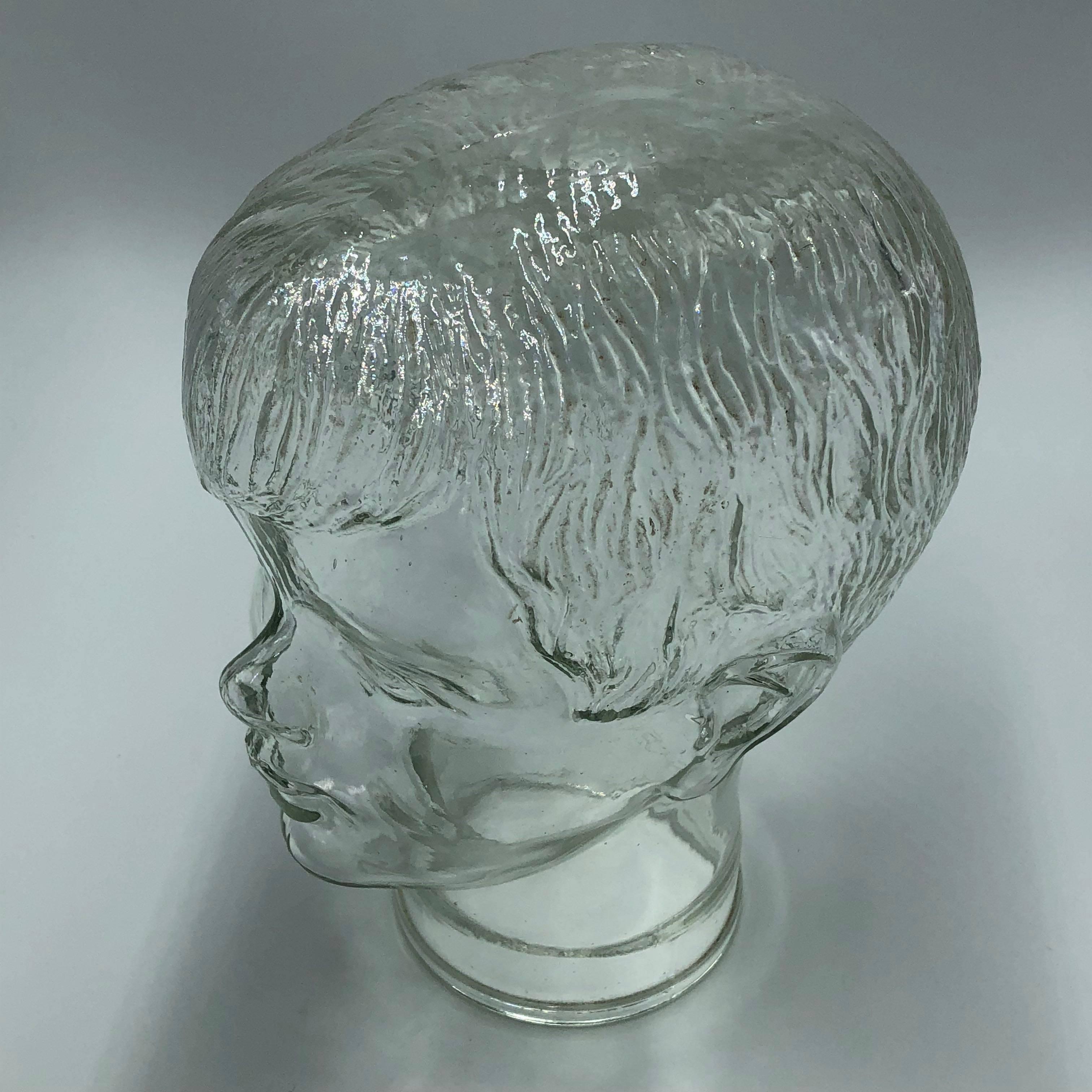 20th Century Glass Boy's Head 1980 Mannequin, Store Display