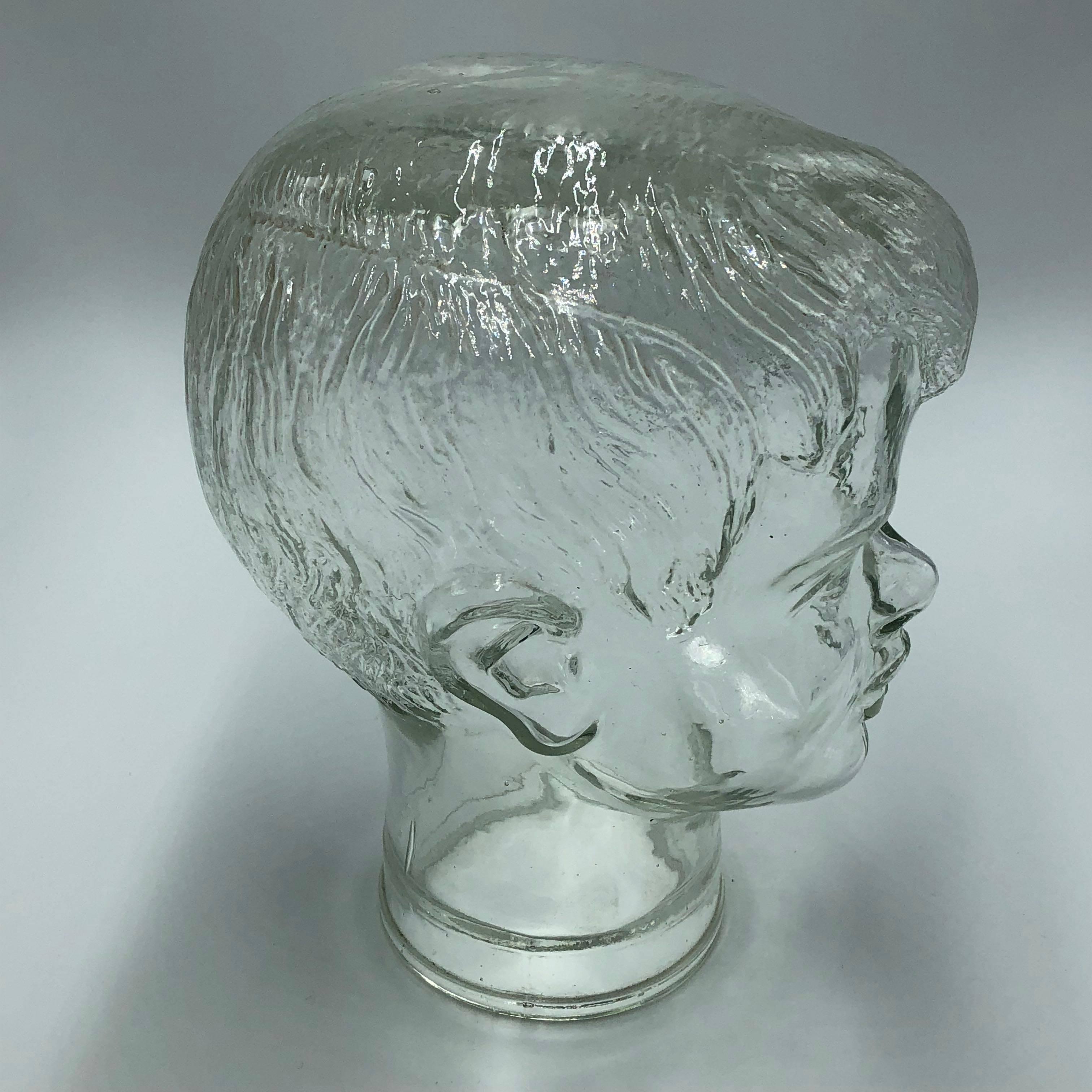 20th Century Glass Boy's Head 1980 Mannequin, Store Display
