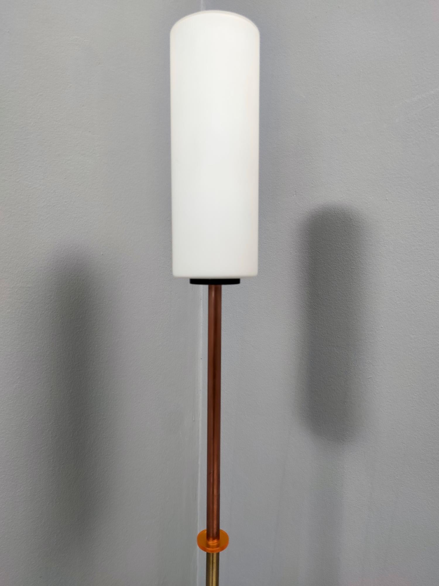 Glass, Brass, Aluminum, Copper and Iron Floor Lamp by Carmelo La Gaipa, 2021 In New Condition For Sale In Bresso, Lombardy