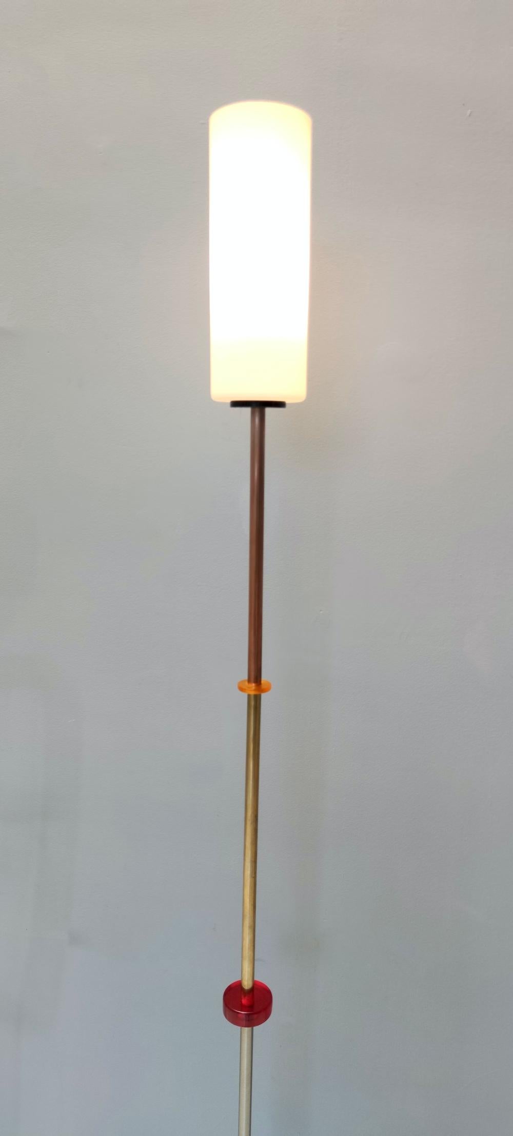 Contemporary Glass, Brass, Aluminum, Copper and Iron Floor Lamp by Carmelo La Gaipa, 2021 For Sale