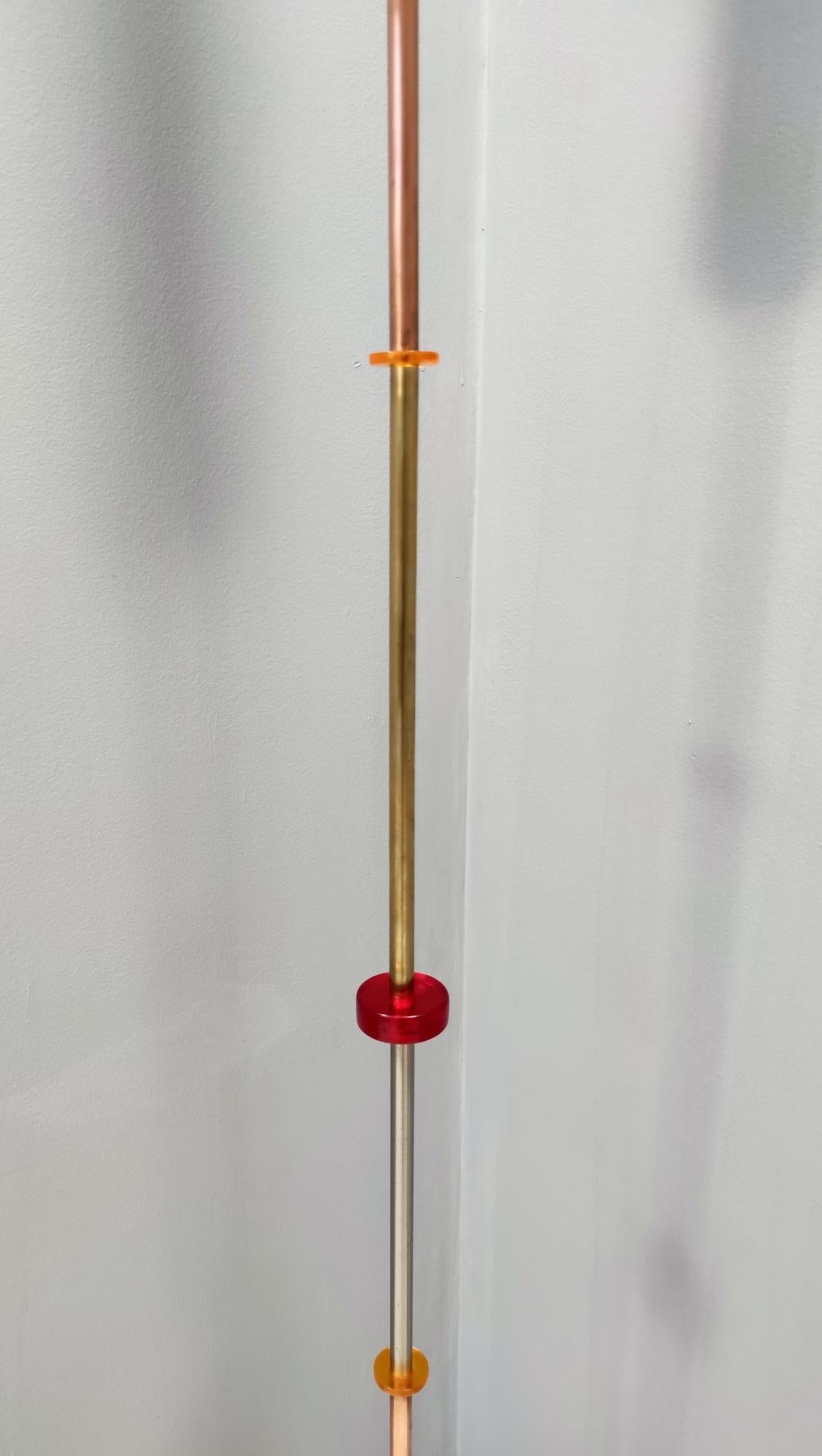 Glass, Brass, Aluminum, Copper and Iron Floor Lamp by Carmelo La Gaipa, 2021 For Sale 1
