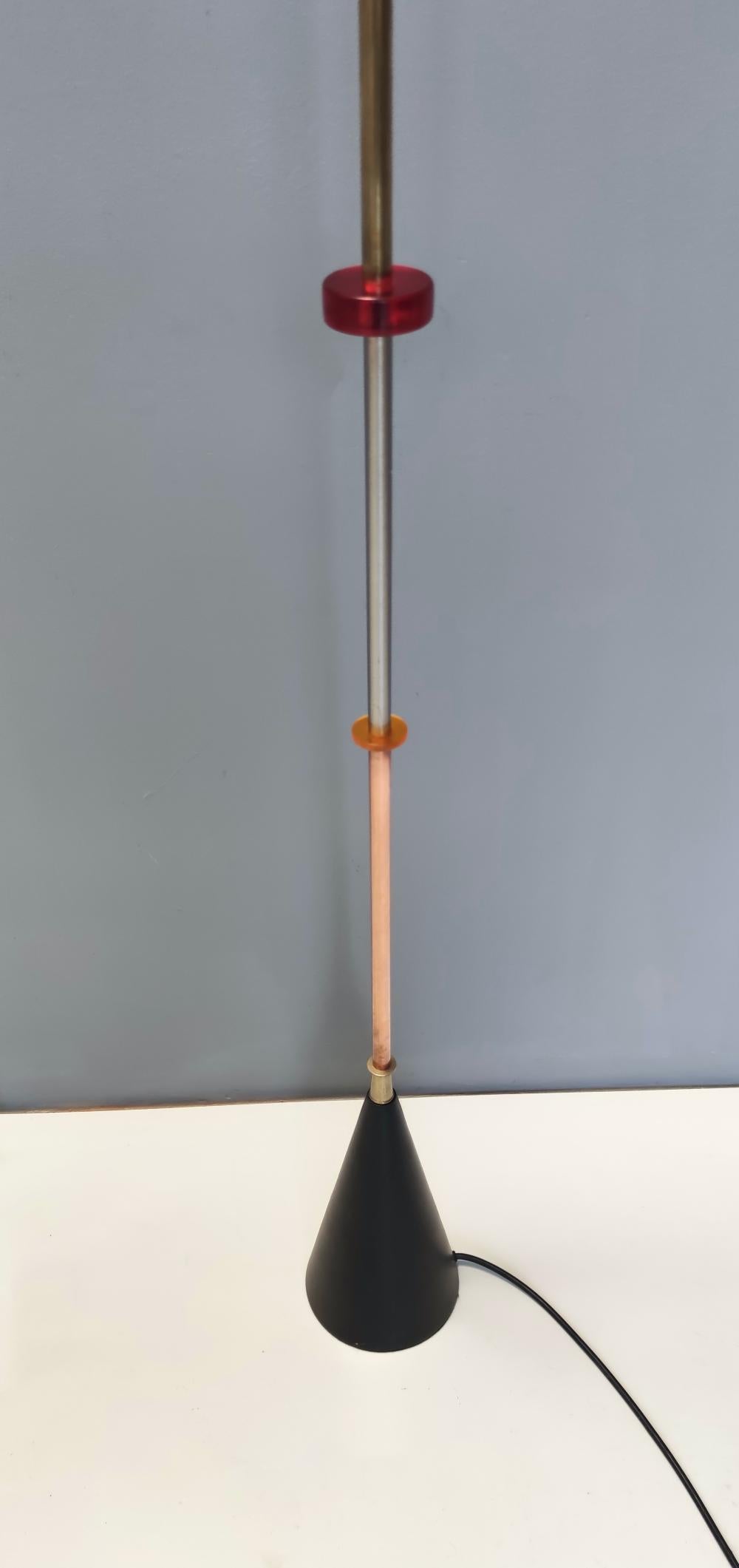 Glass, Brass, Aluminum, Copper and Iron Floor Lamp by Carmelo La Gaipa, 2021 For Sale 2