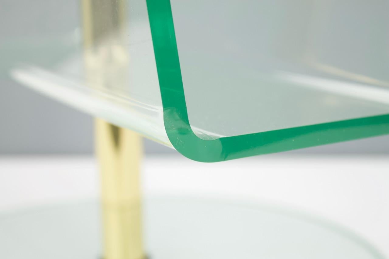 Late 20th Century Glass, Brass and Lucite Magazine Rack Side Table, 1980s
