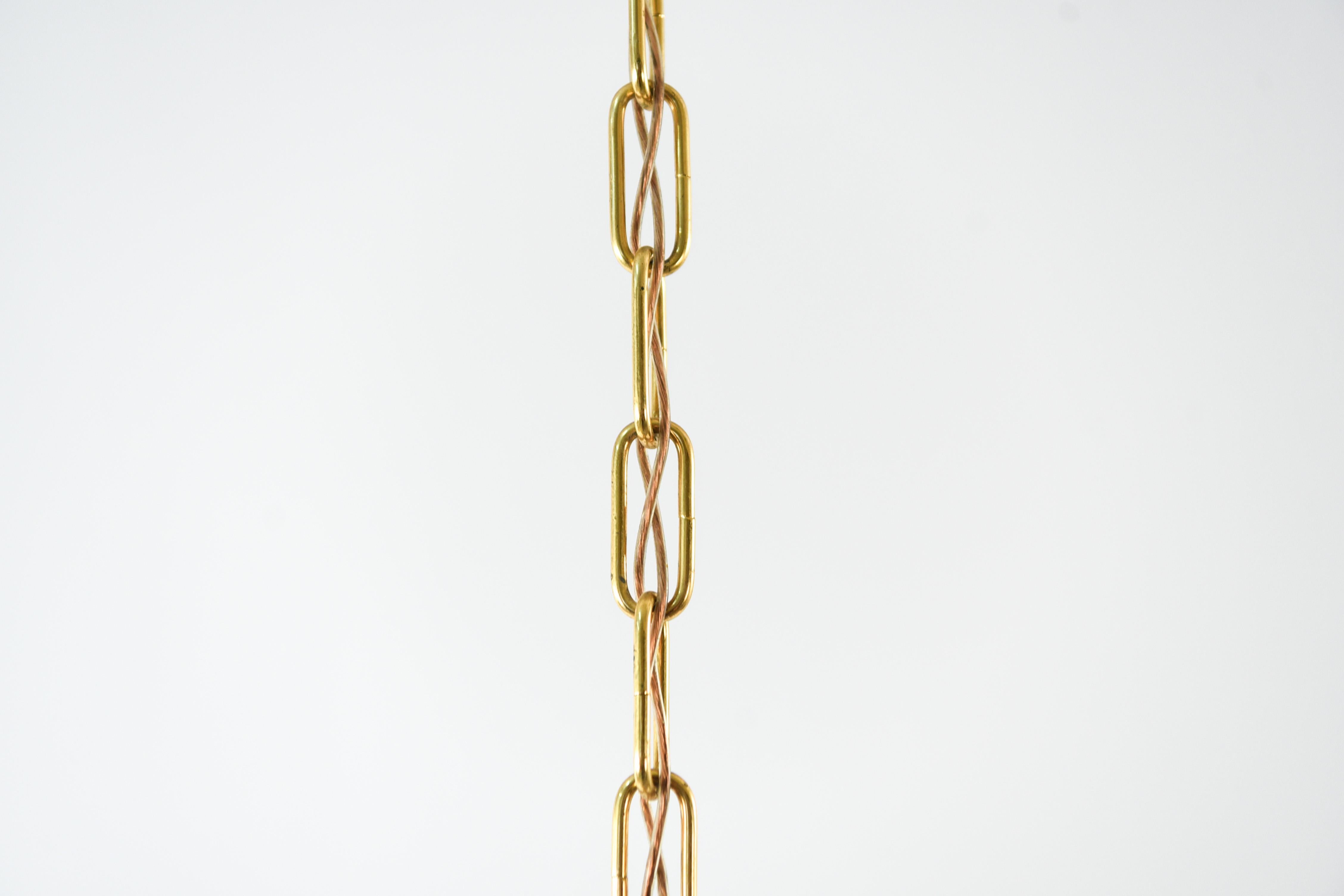 Glass, Brass, and Teak Pendant Chandelier by Carl Fagerlund for Orrefors 6
