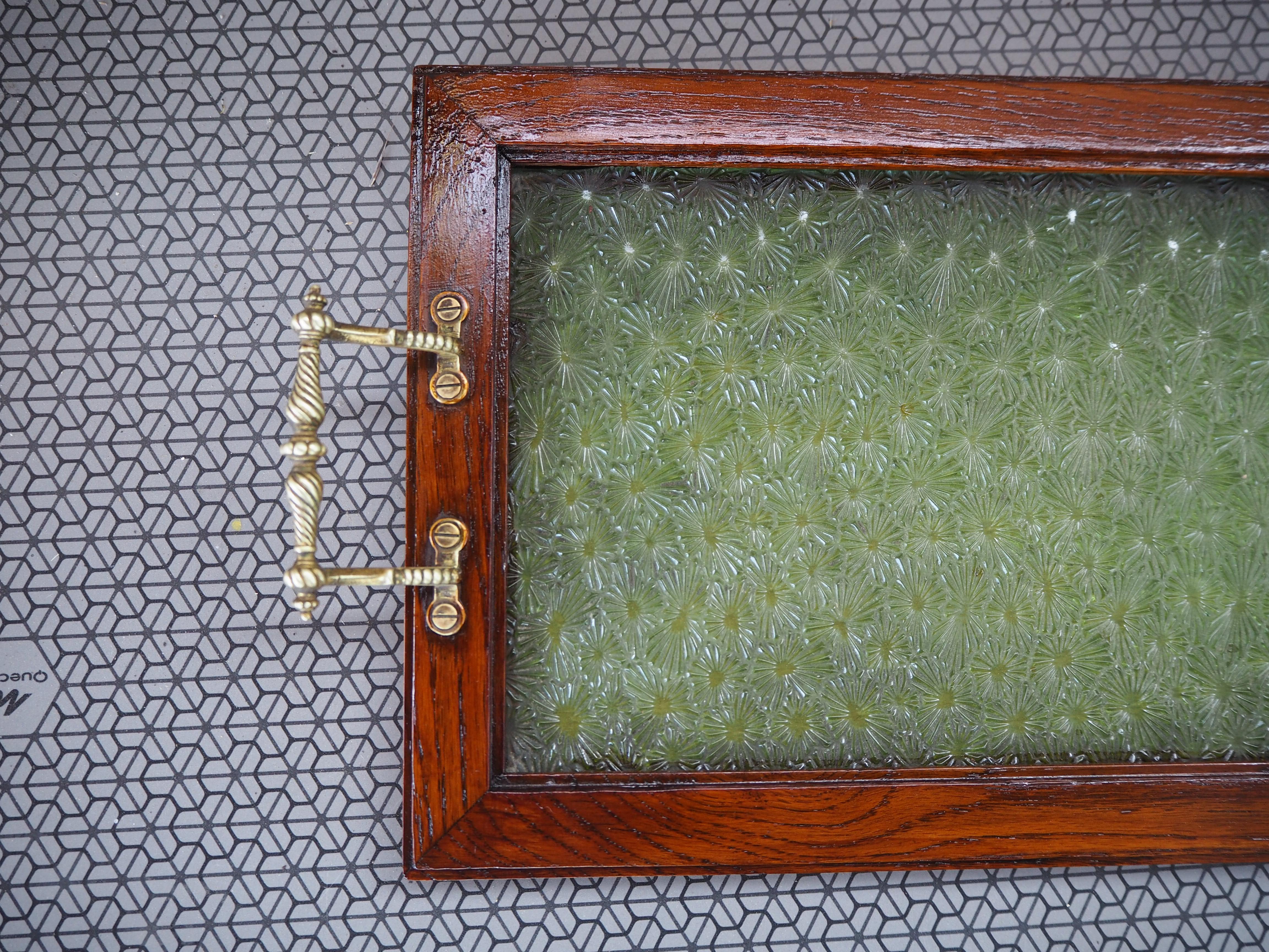 Plateau en verre, laiton et Wood, Tchécoslovaquie, années 1970 en vente 4