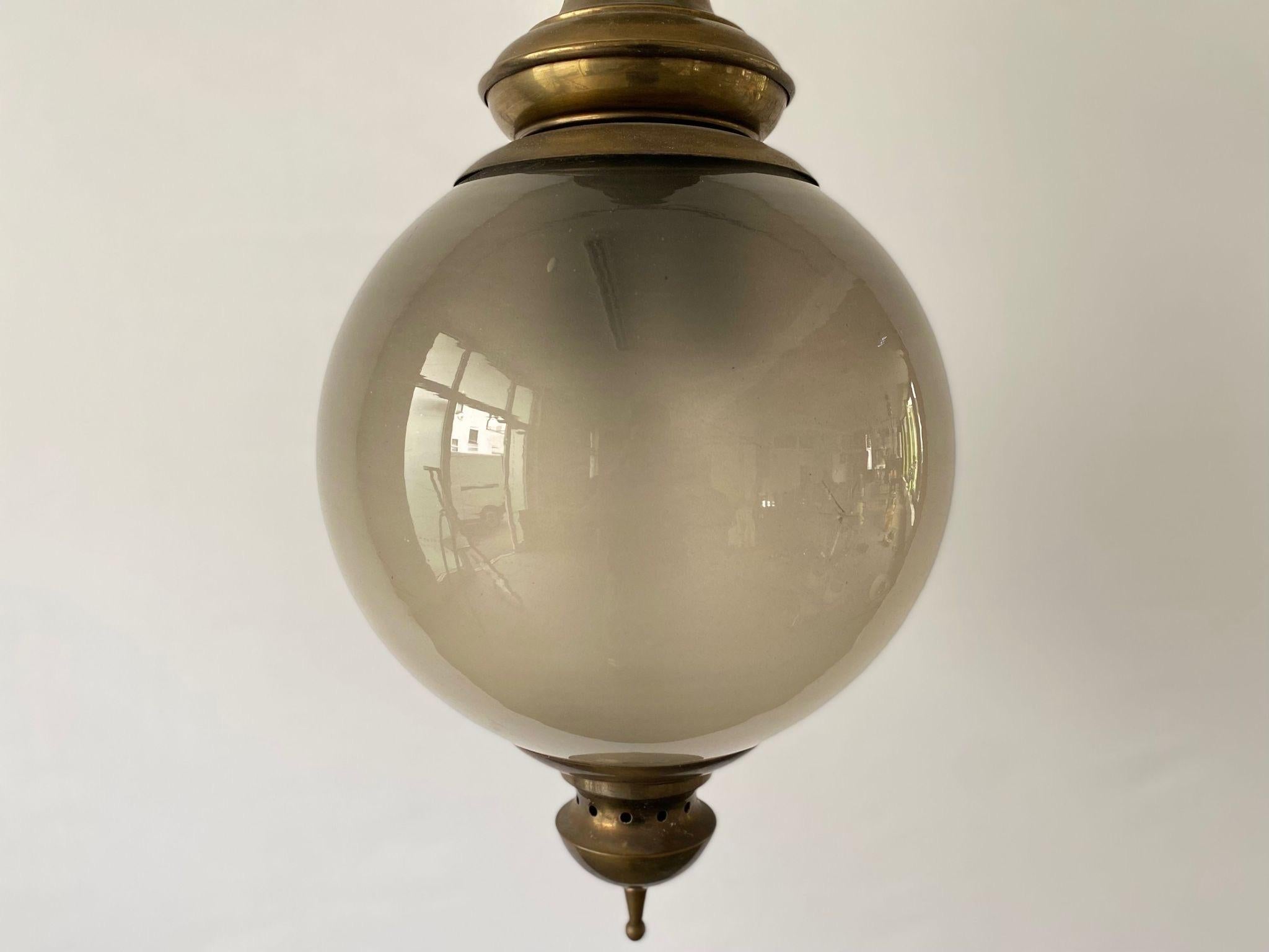 Glass & Brass Ceiling Lamp by Luigi Caccia Dominioni for Azucena, 1950s, Italy In Excellent Condition For Sale In Hagenbach, DE