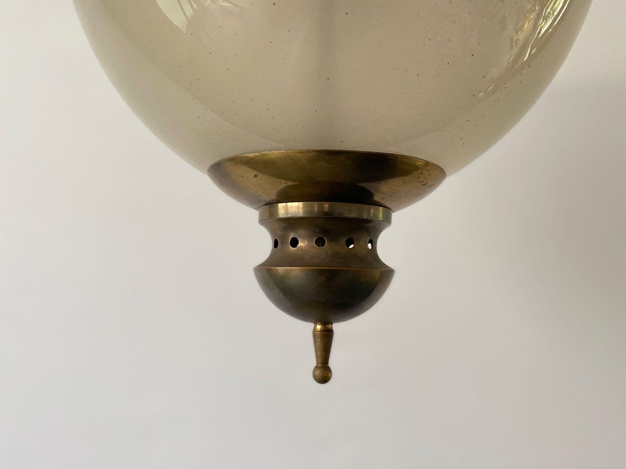 Glass & Brass Ceiling Lamp by Luigi Caccia Dominioni for Azucena, 1950s, Italy For Sale 2
