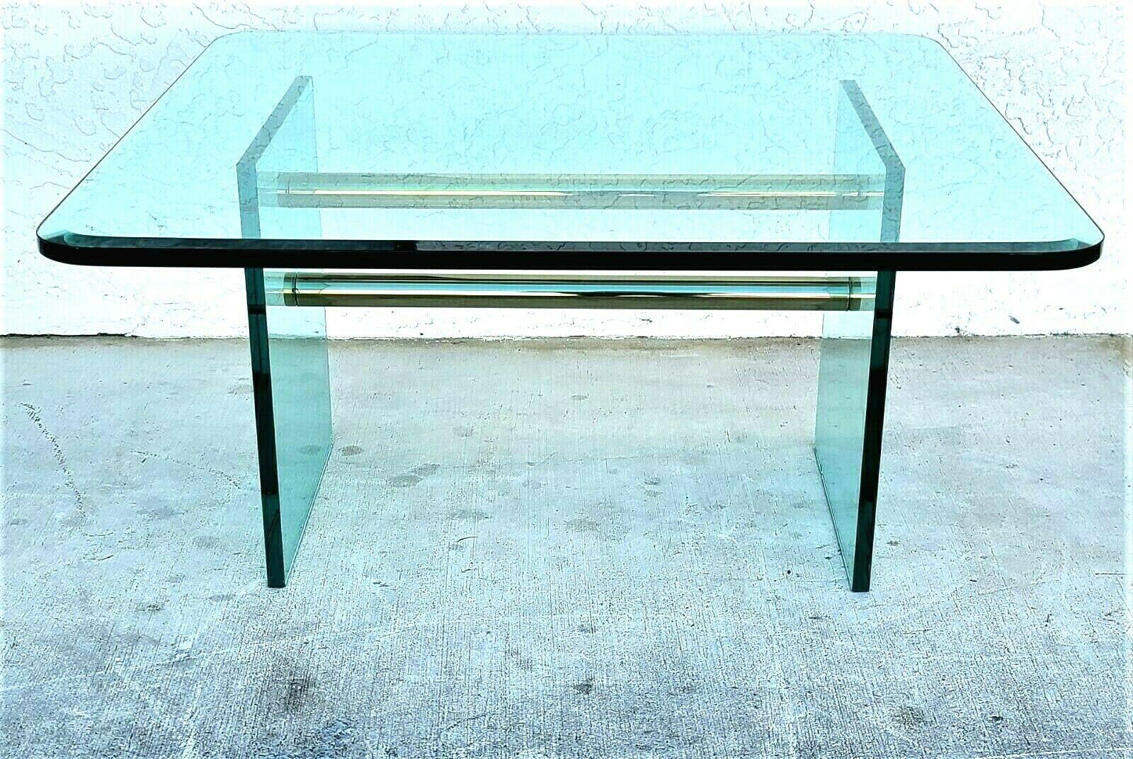 Late 20th Century Glass & Brass Coffee Cocktail Table by Pace Collection For Sale