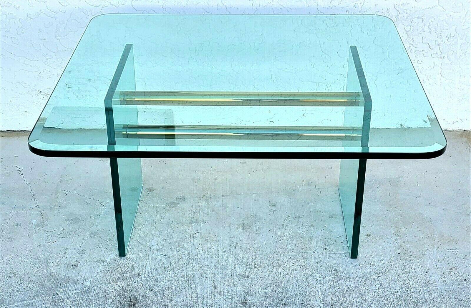 Glass & Brass Coffee Cocktail Table by Pace Collection 1