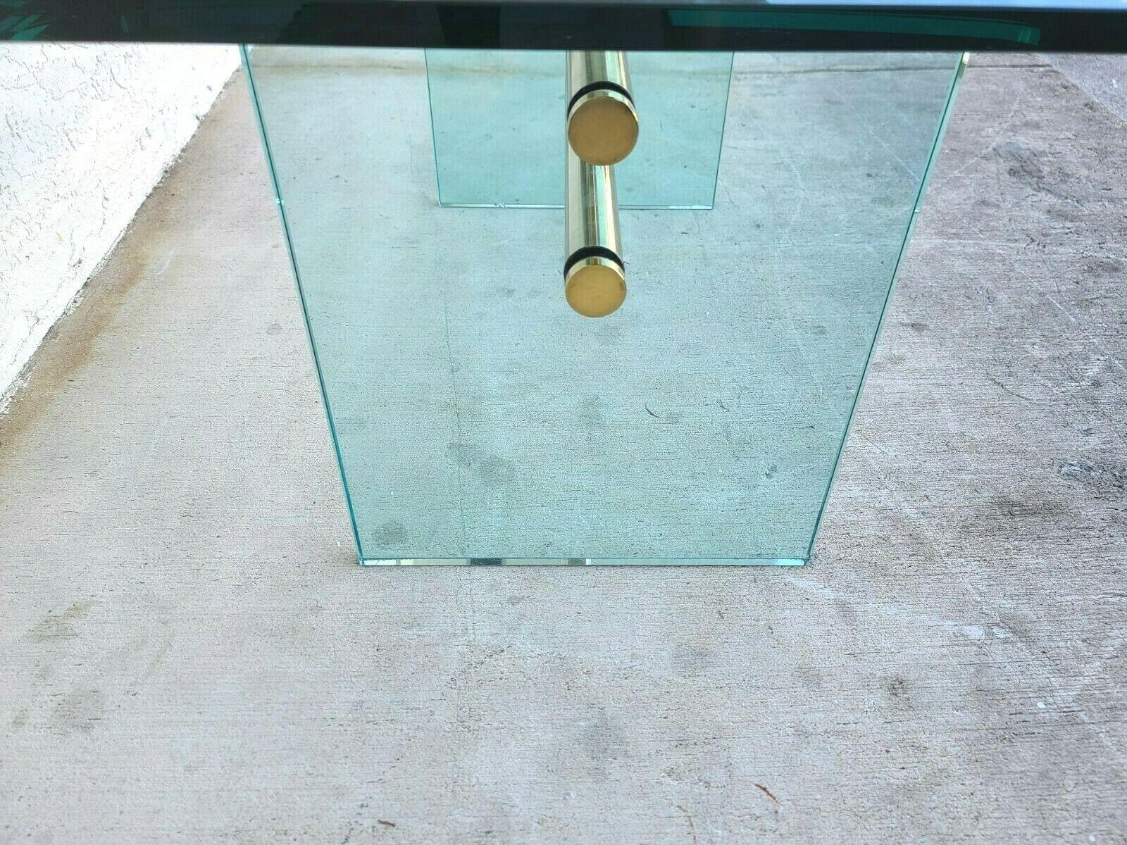 Glass & Brass Coffee Cocktail Table by Pace Collection For Sale 3