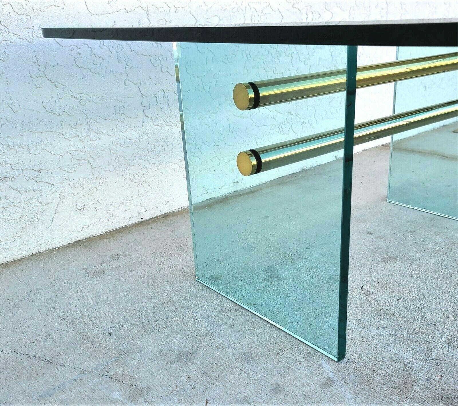 Glass & Brass Coffee Cocktail Table by Pace Collection 4