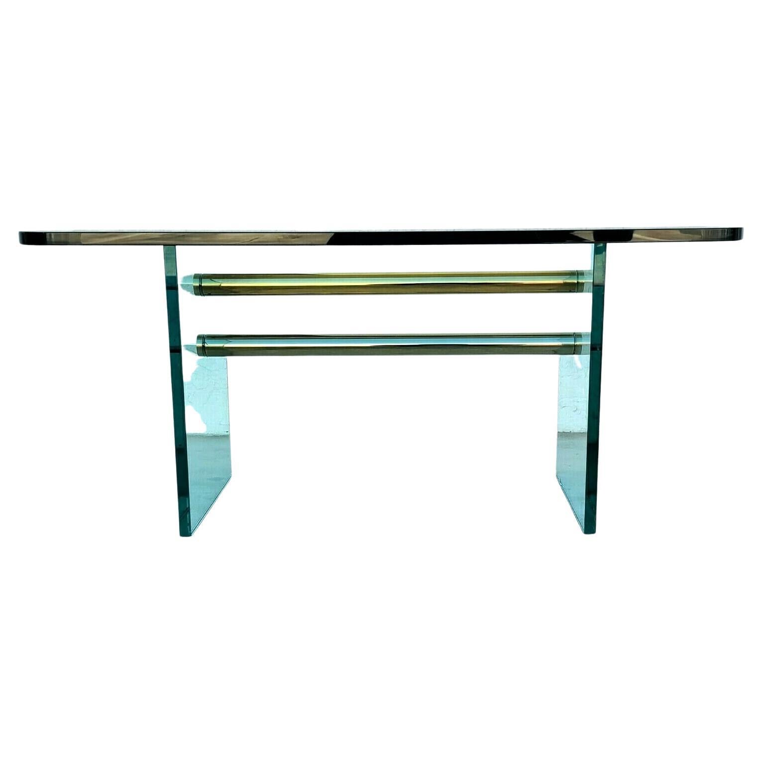 Glass & Brass Coffee Cocktail Table by Pace Collection For Sale