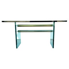 Retro Glass & Brass Coffee Cocktail Table by Pace Collection