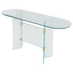 Glass 
Brass Console Table by Pace, 1970s
