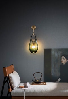 Glass Brass Hold 18 Sconce Light