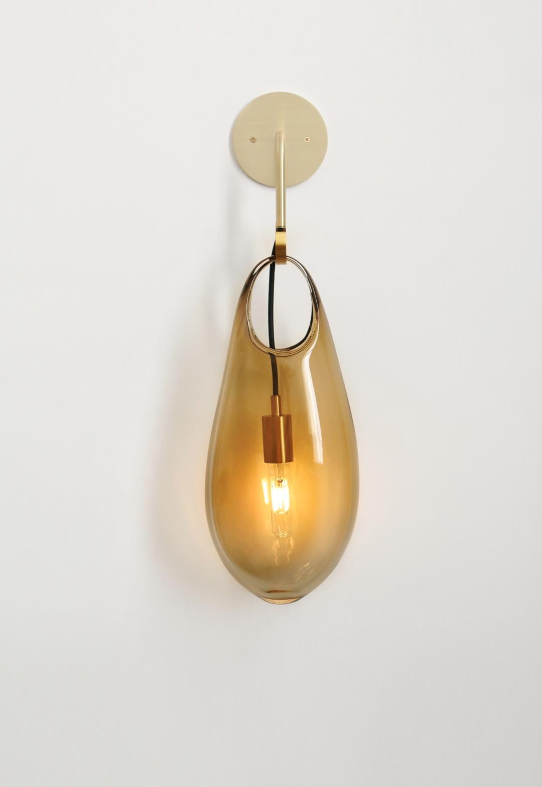 Glass Brass Hold 18 Sconce Light For Sale 1