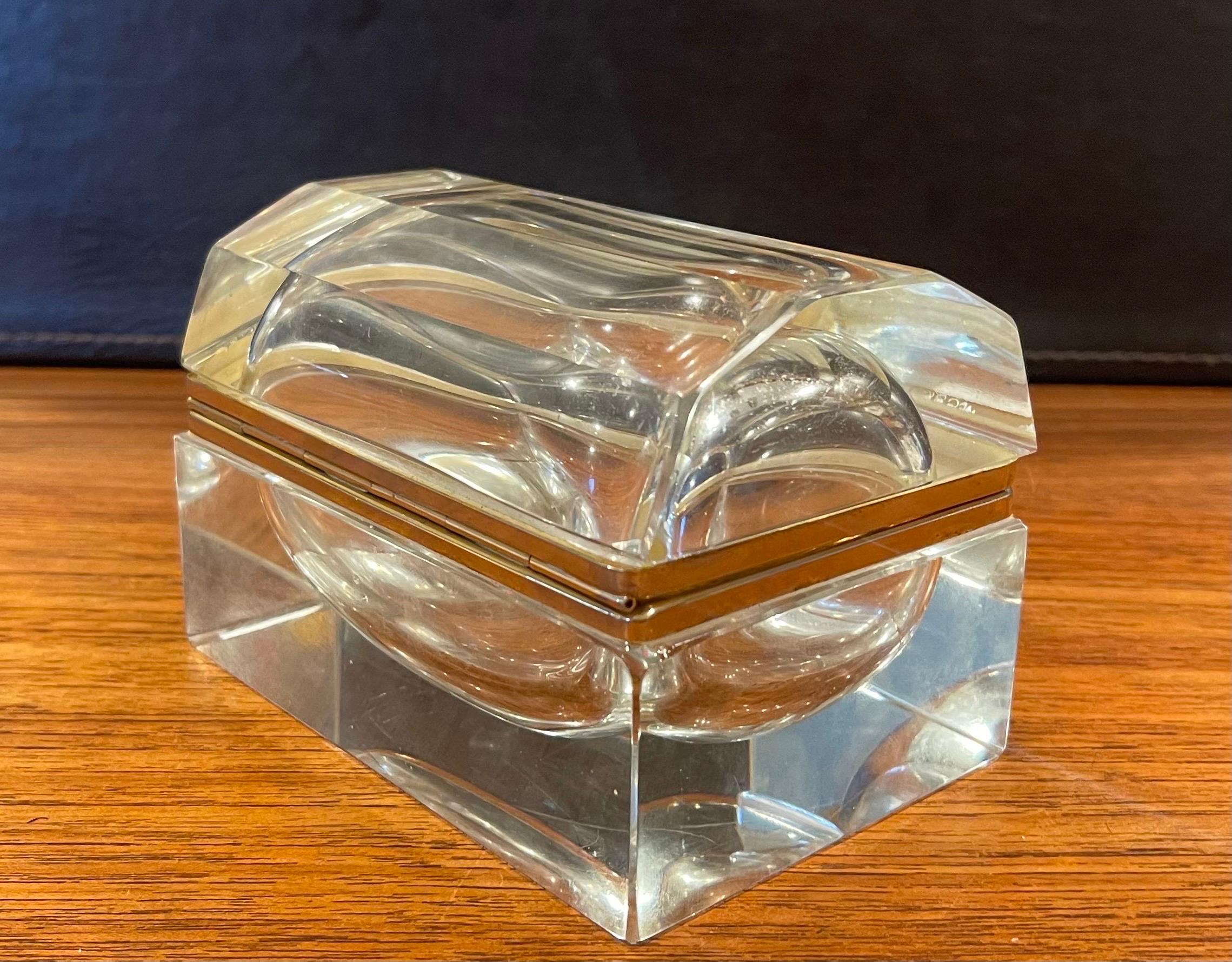 Glass & Brass Lidded Trinket Box For Sale 7