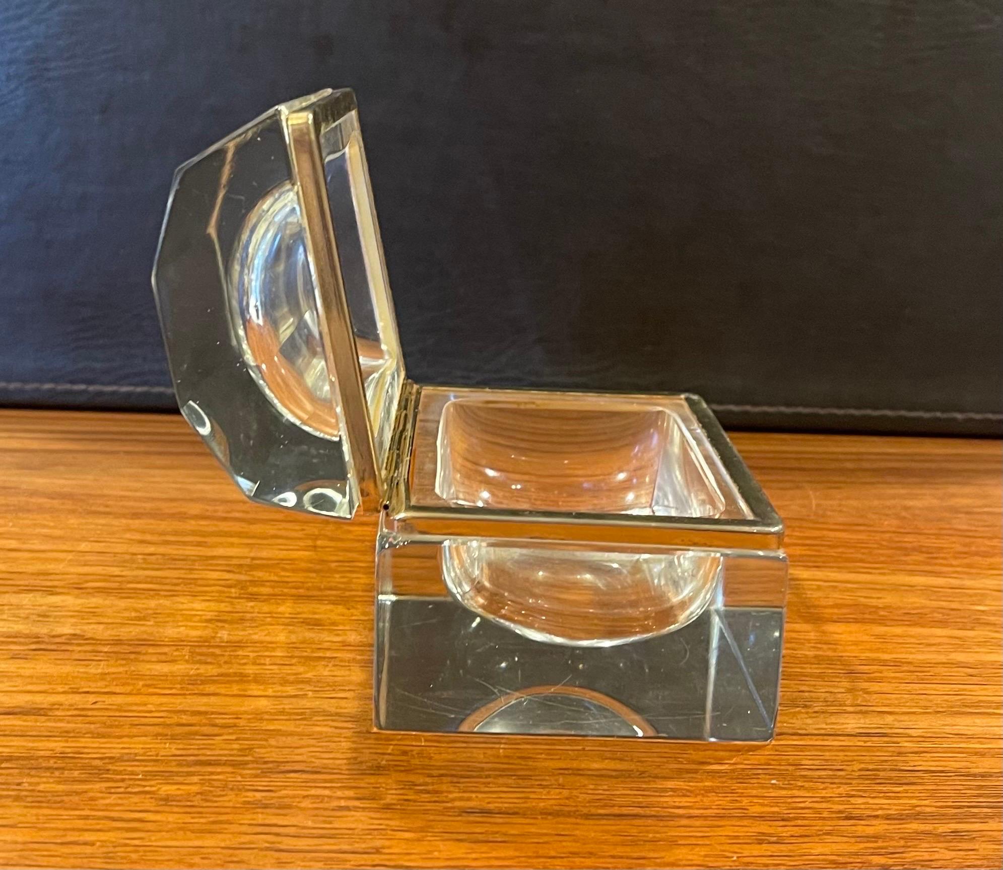 Glass & Brass Lidded Trinket Box For Sale 9