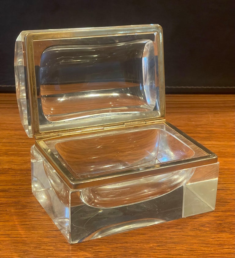 Glass and Brass Lidded Trinket Box For Sale at 1stDibs