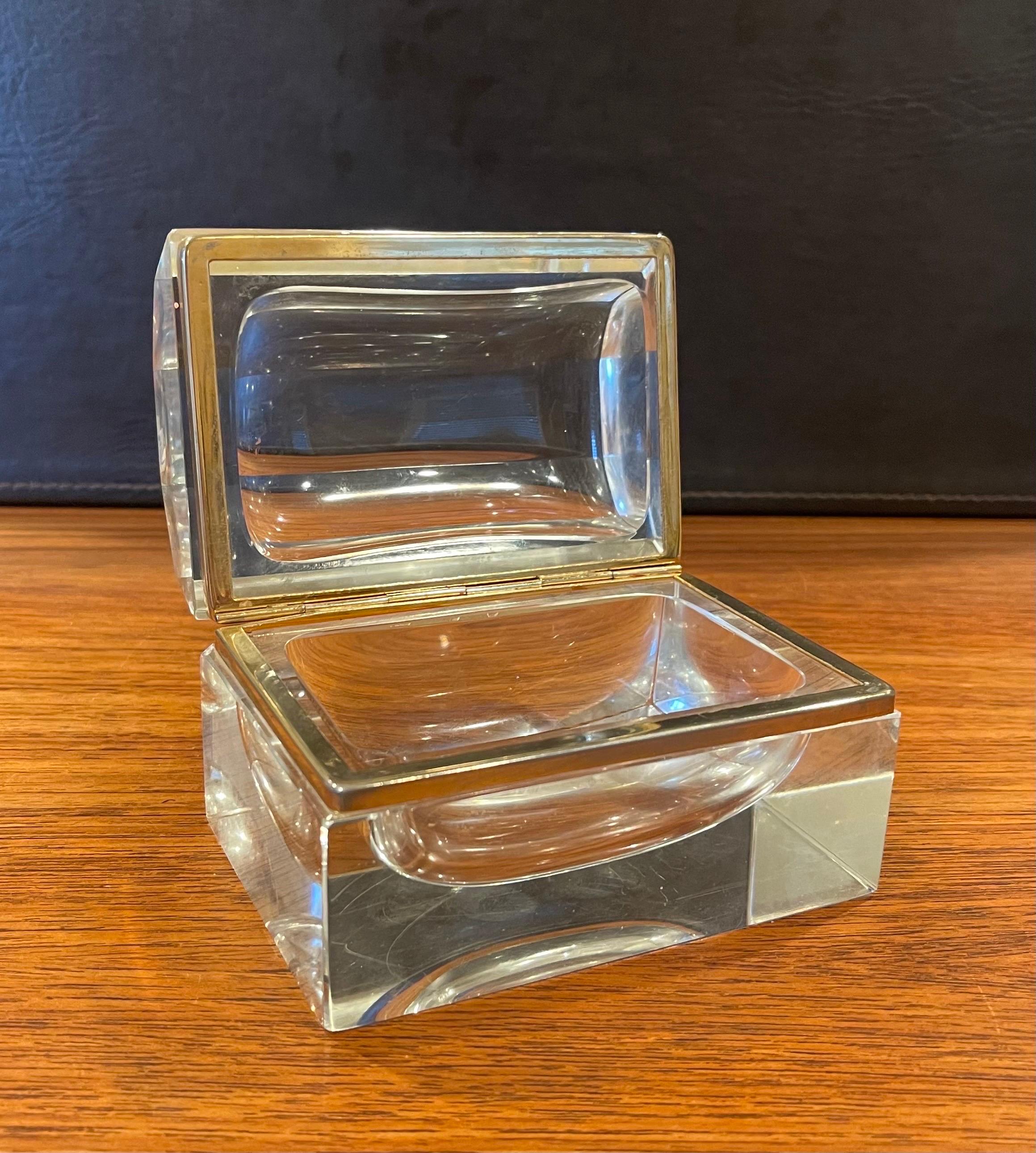 American Glass & Brass Lidded Trinket Box For Sale