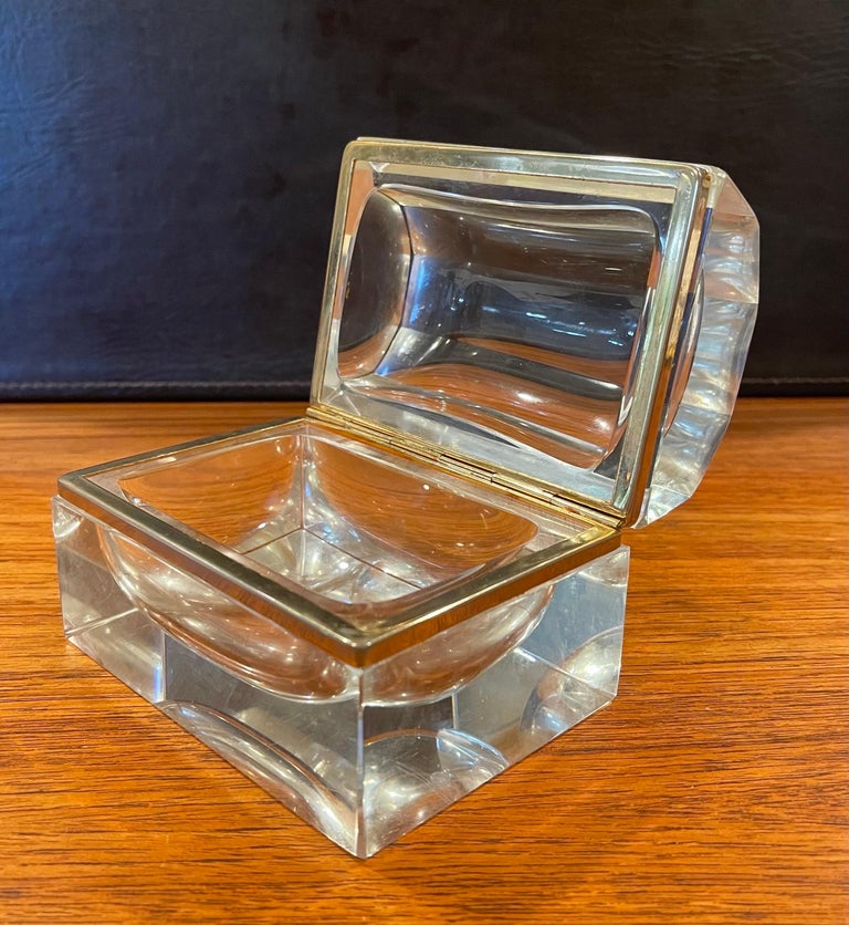 Glass and Brass Lidded Trinket Box For Sale at 1stDibs