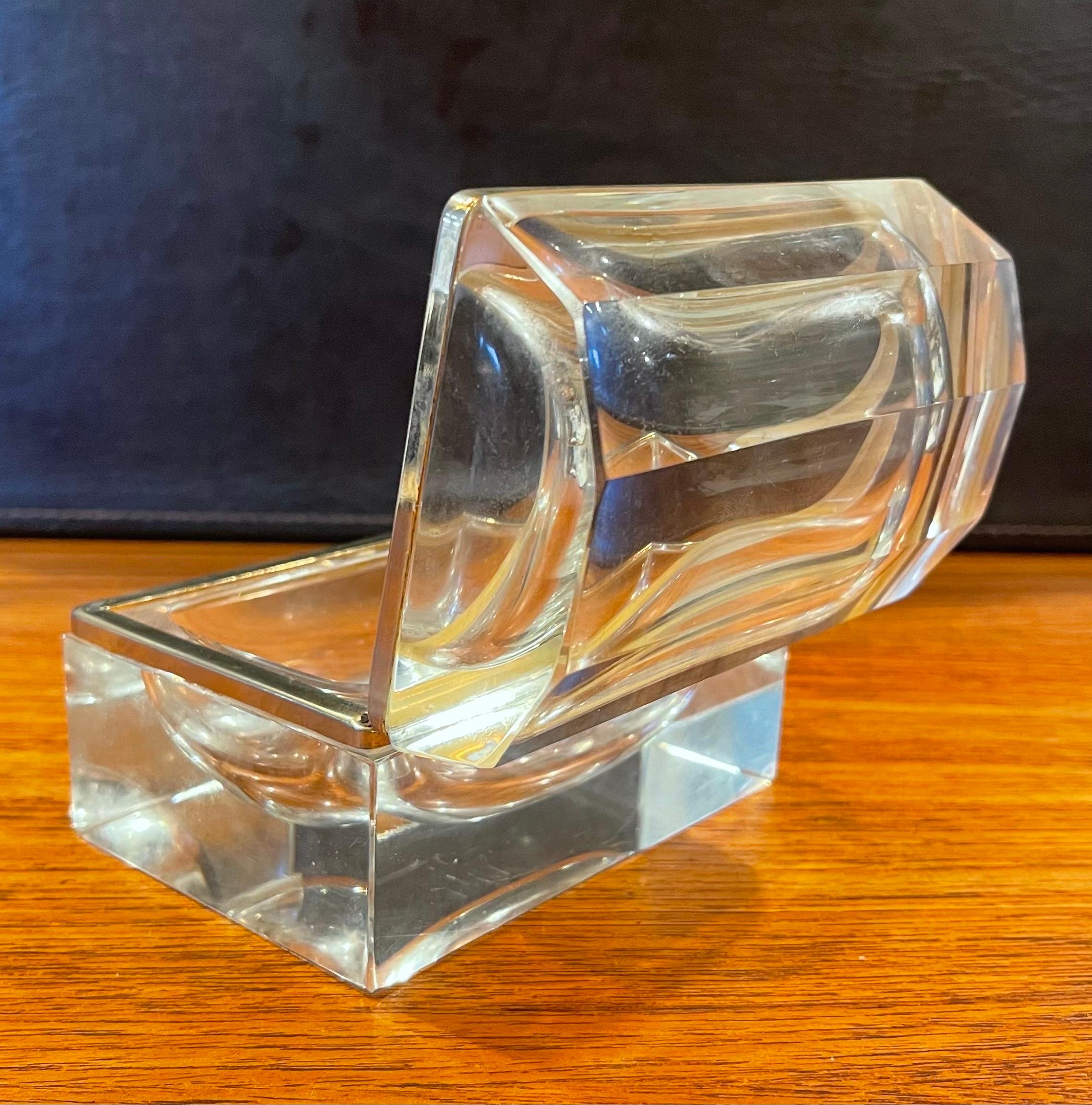Glass & Brass Lidded Trinket Box For Sale 3