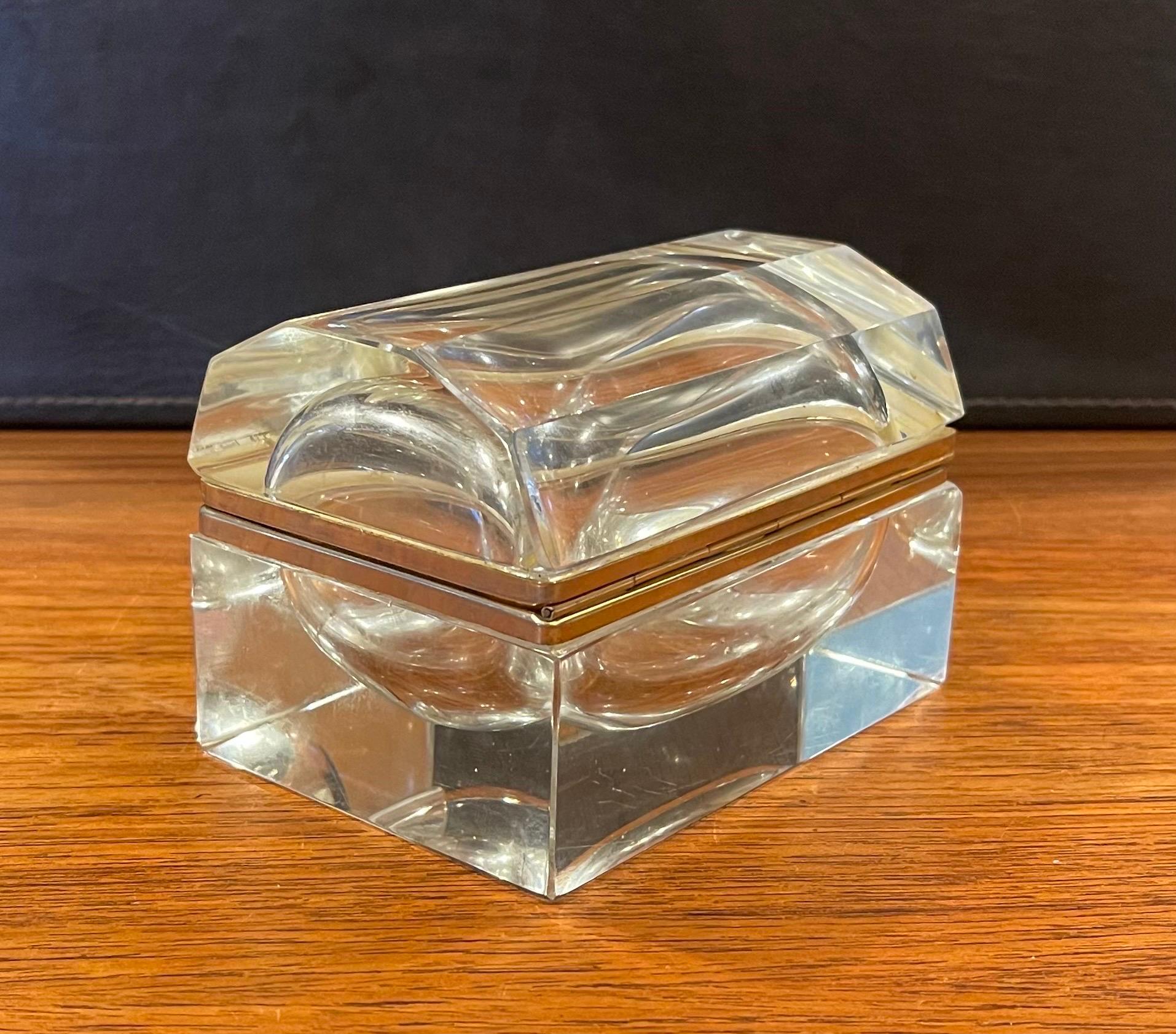 Glass & Brass Lidded Trinket Box For Sale 4