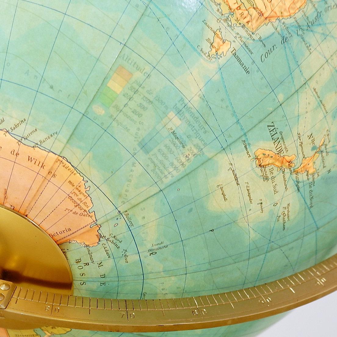 Carte du monde lumineuse en verre et laiton par Paul Oestergaard pour Colombus Verlag - années 1950 en vente 2