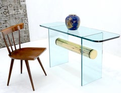 Glass and Brass Mid-Century Modern Console Sofa Table