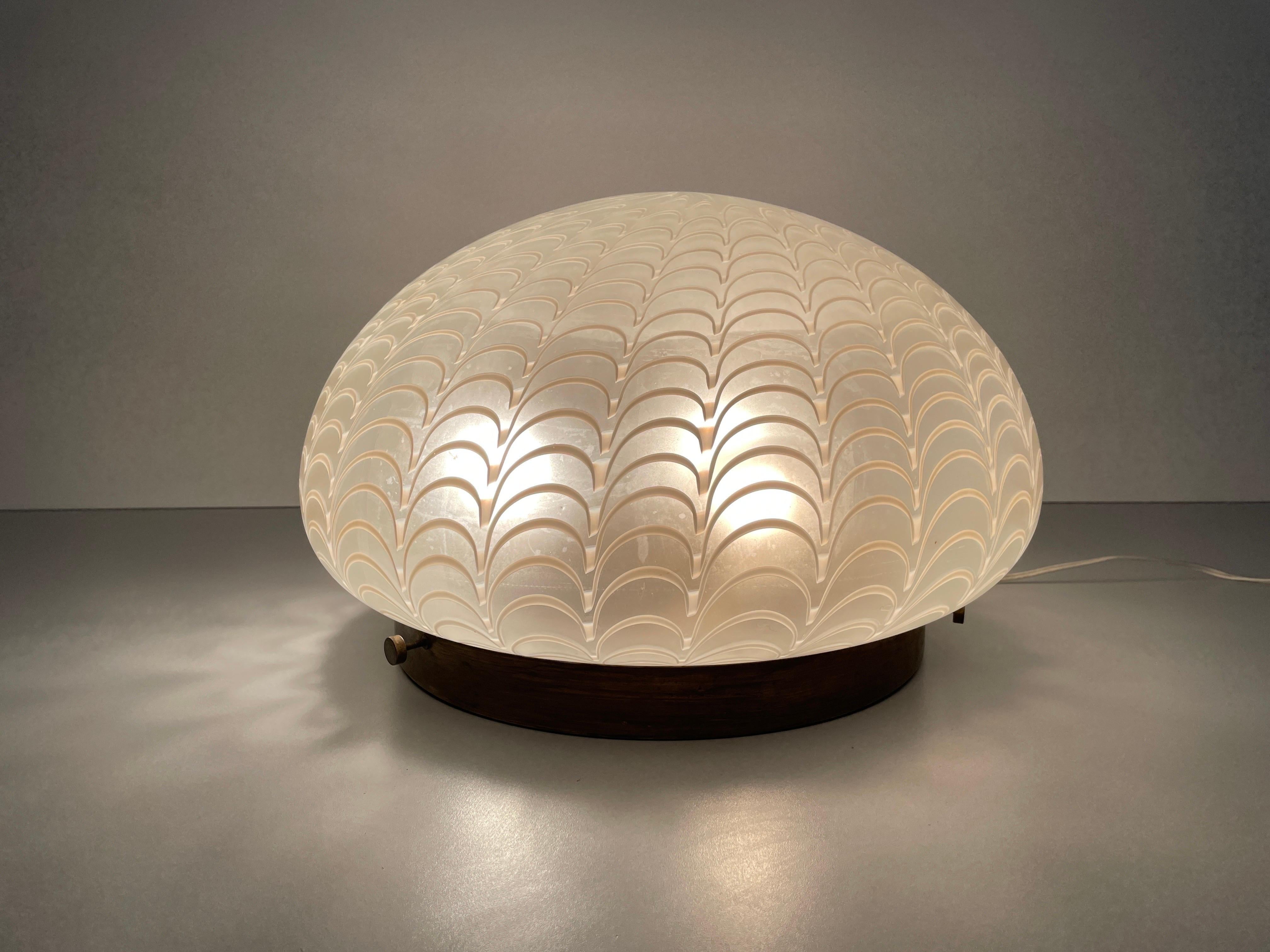Glass & Brass Mushroom Design Flush Mount Light, 1960s, Italy For Sale 4