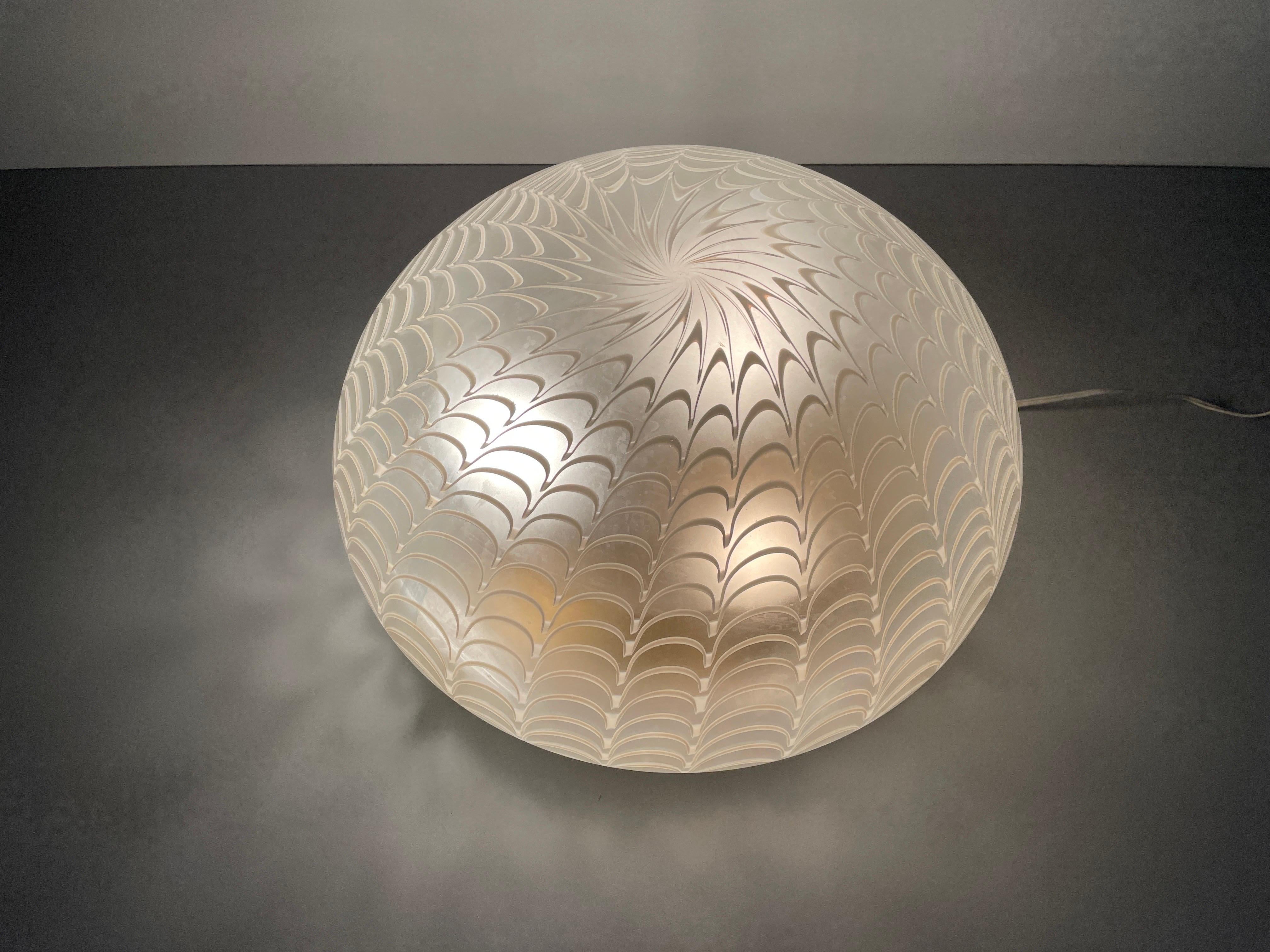 Glass & Brass Mushroom Design Flush Mount Light, 1960s, Italy For Sale 6