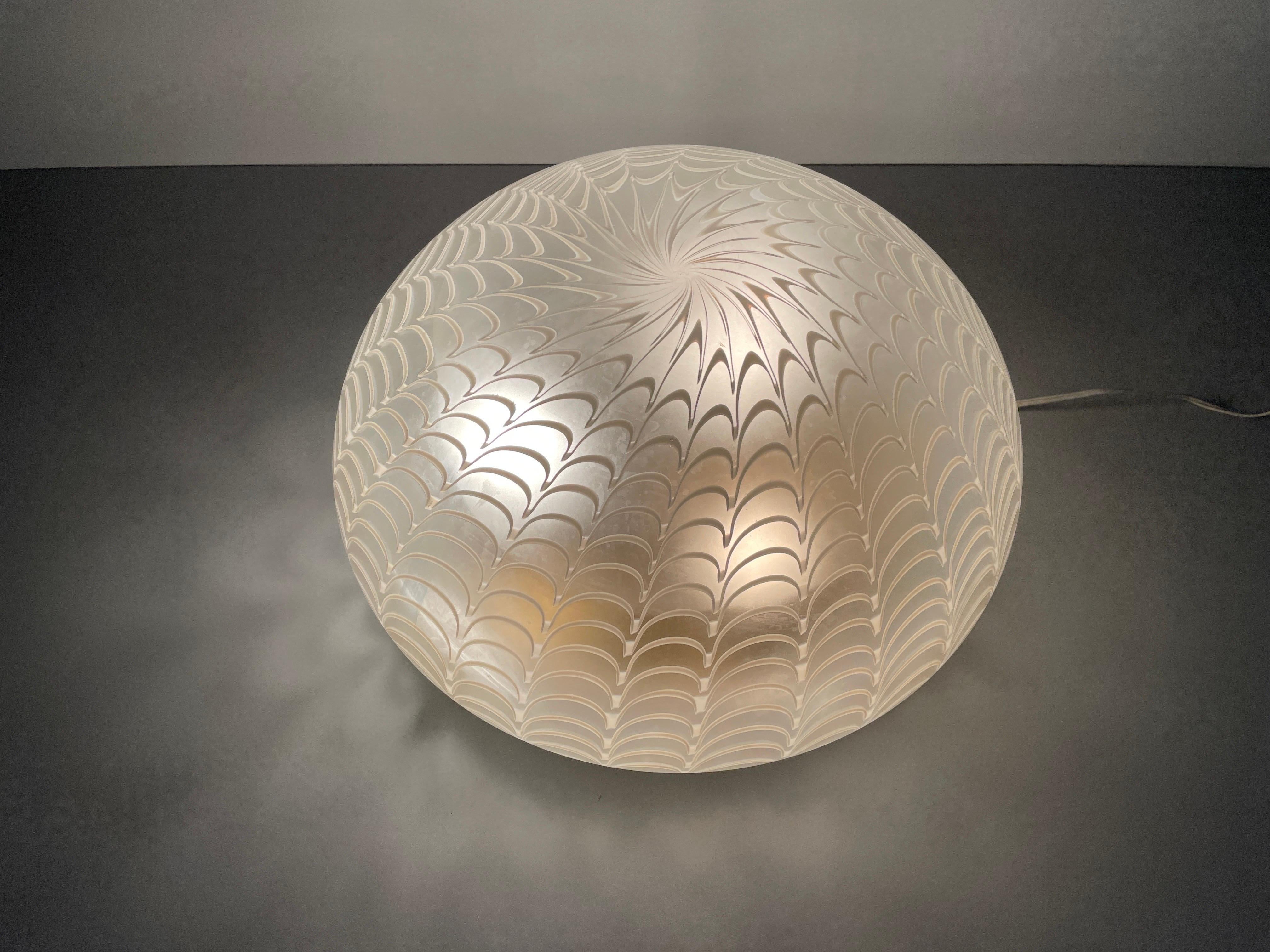 Glass & Brass Mushroom Design Flush Mount Light, 1960s, Italy 6