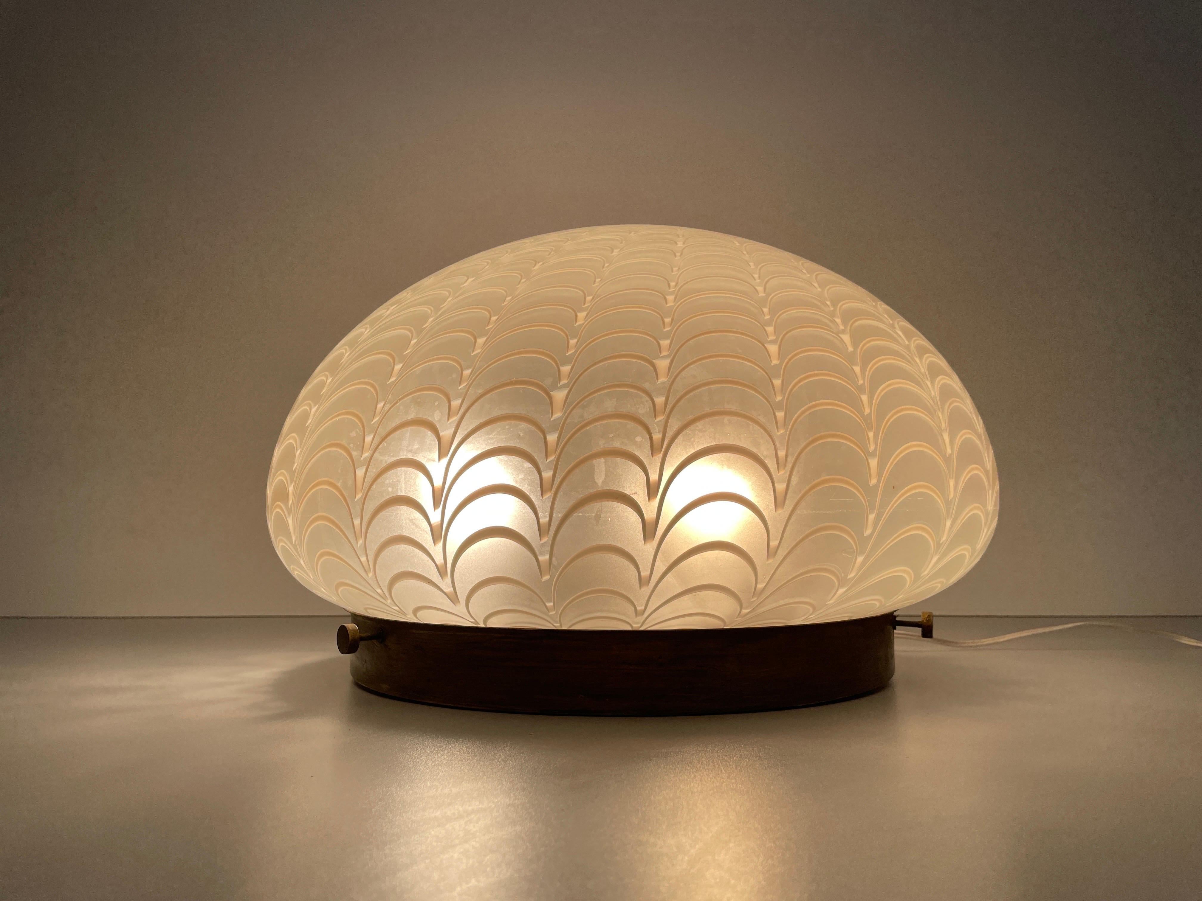 Glass & Brass Mushroom Design Flush Mount Light, 1960s, Italy For Sale 3