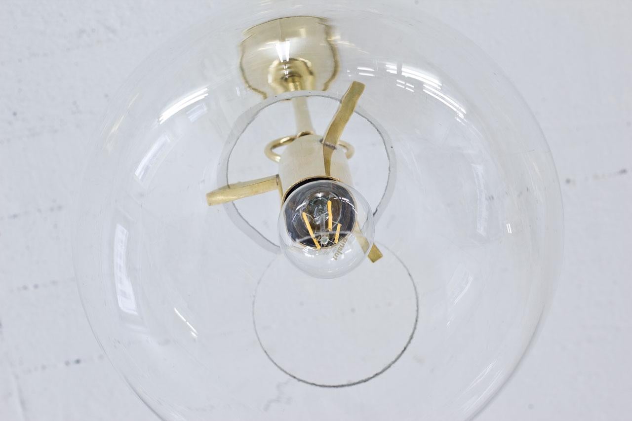 Glass & Brass Pendant Lamp by Hans-Agne Jakobsson, Sweden In Good Condition In Stockholm, SE