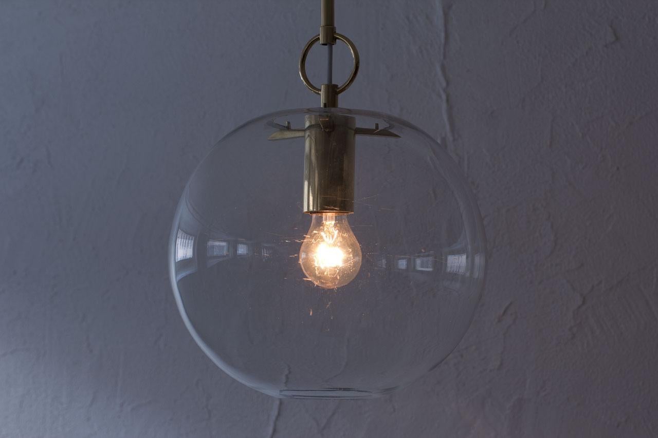 Glass & Brass Pendant Lamp by Hans-Agne Jakobsson, Sweden 1