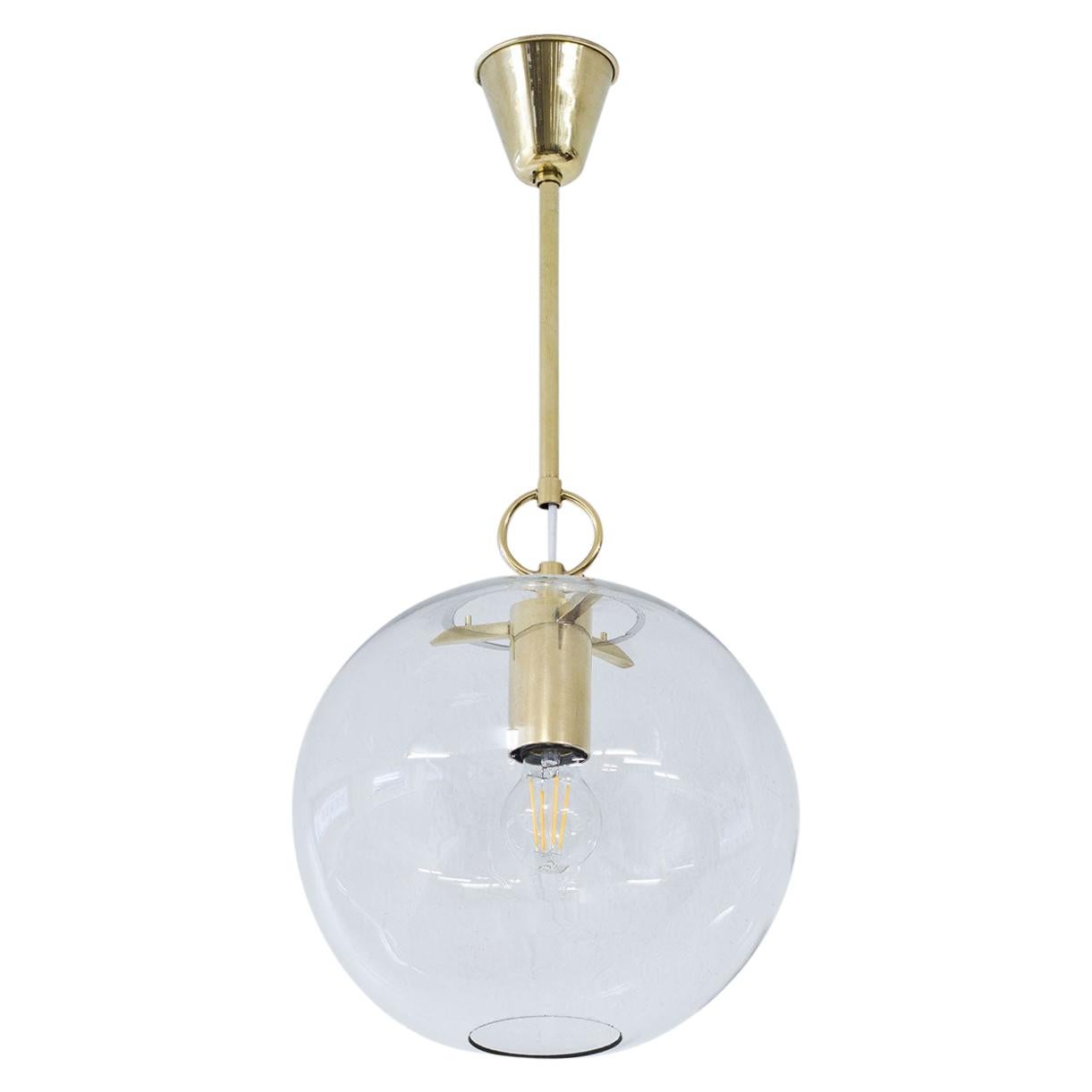 Glass & Brass Pendant Lamp by Hans-Agne Jakobsson, Sweden