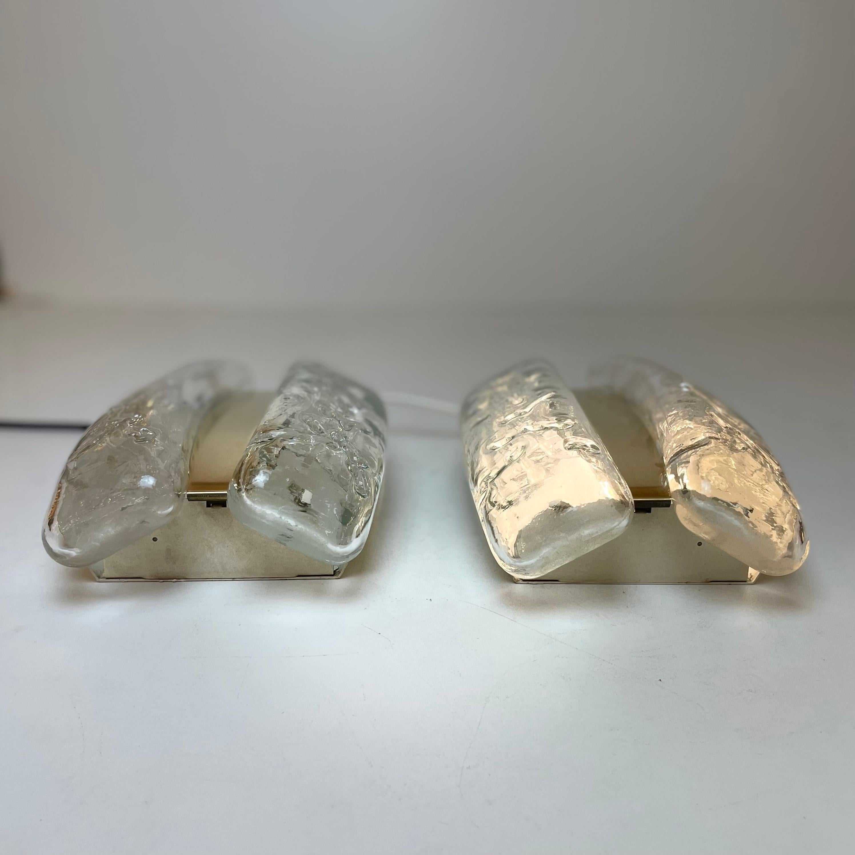 Glass & Brass Sconces by Doria, 1960s en venta 6