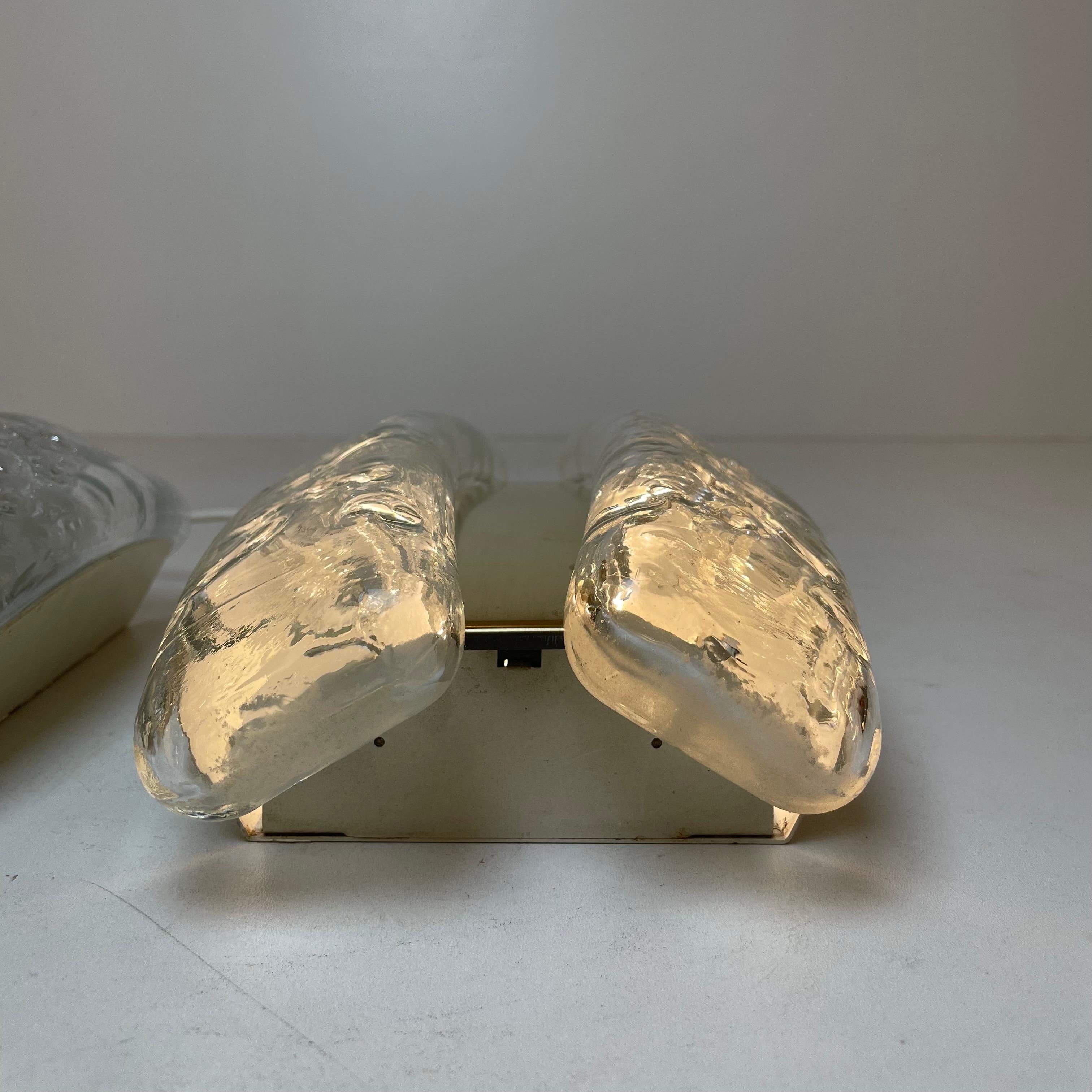 Glass & Brass Sconces by Doria, 1960s en venta 7