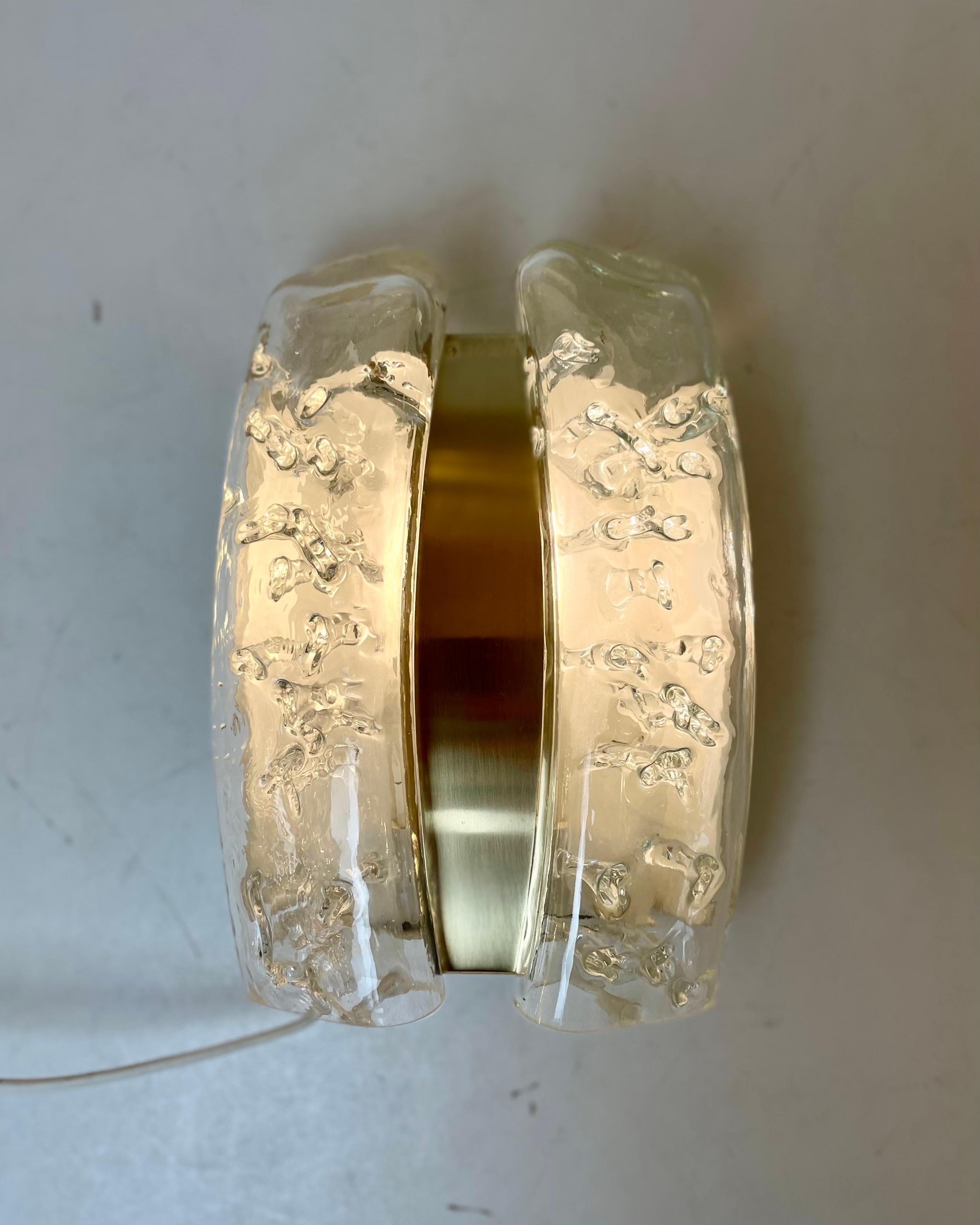 Glass & Brass Sconces by Doria, 1960s en venta 8