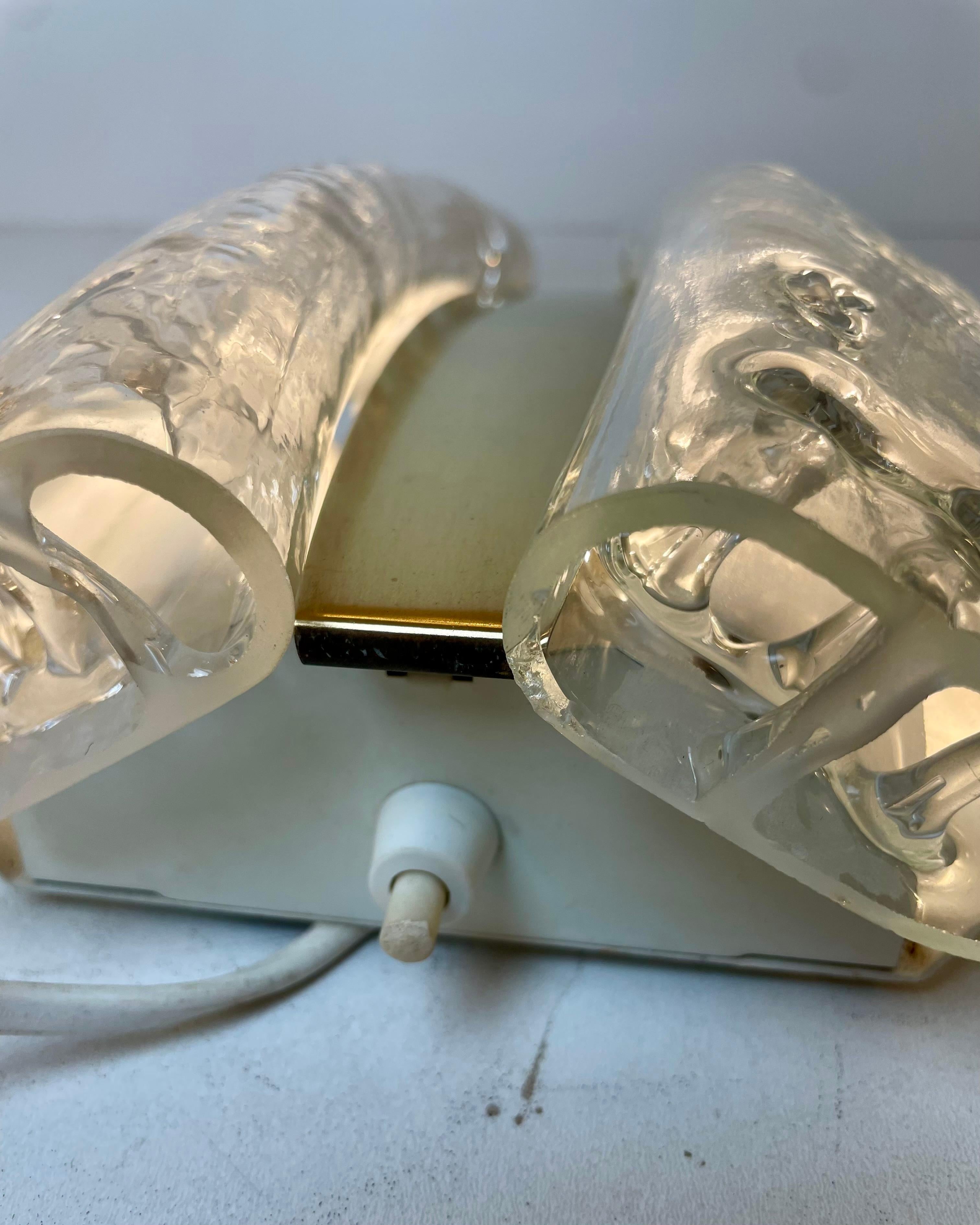 Glass & Brass Sconces by Doria, 1960s en venta 9