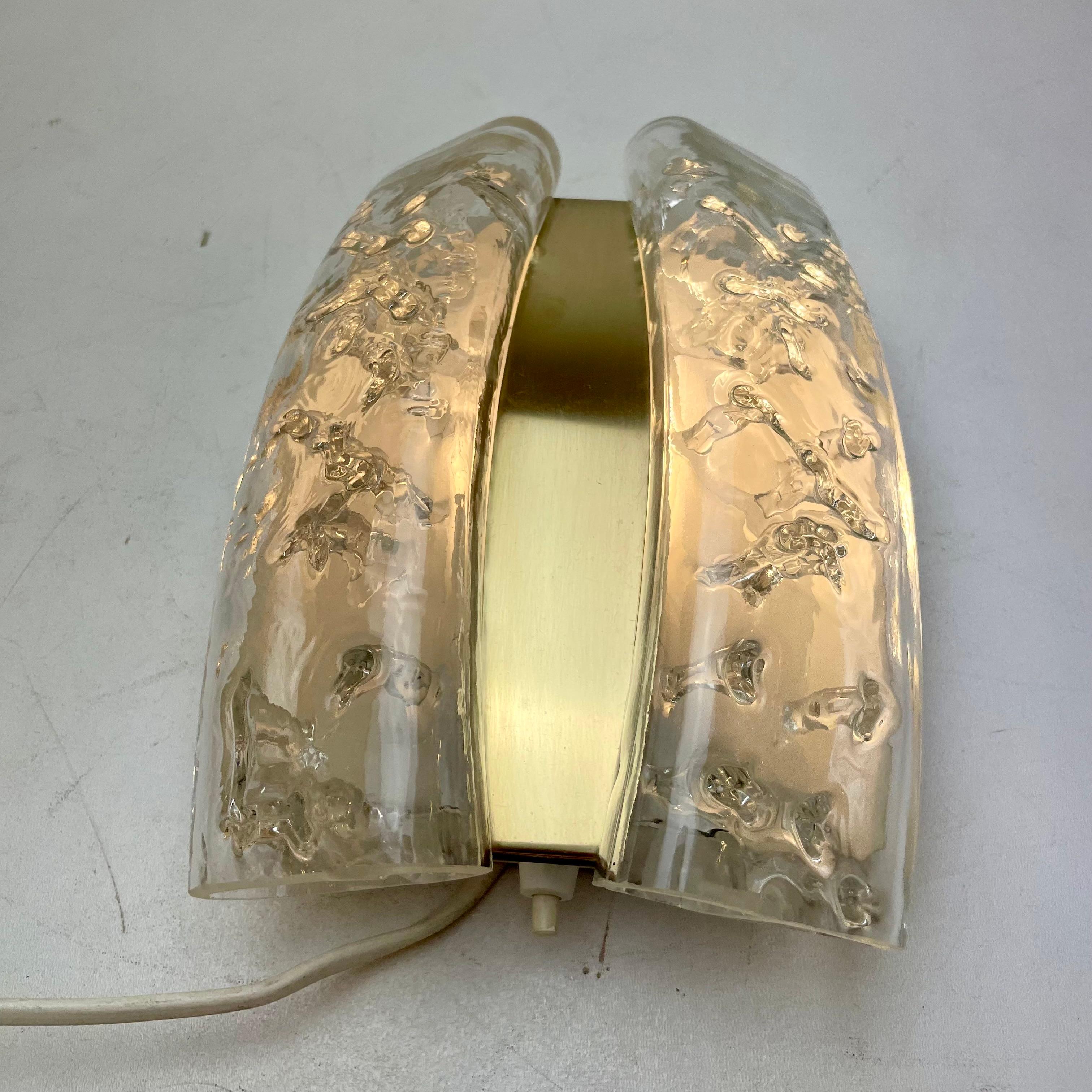 Glass & Brass Sconces by Doria, 1960s en venta 11