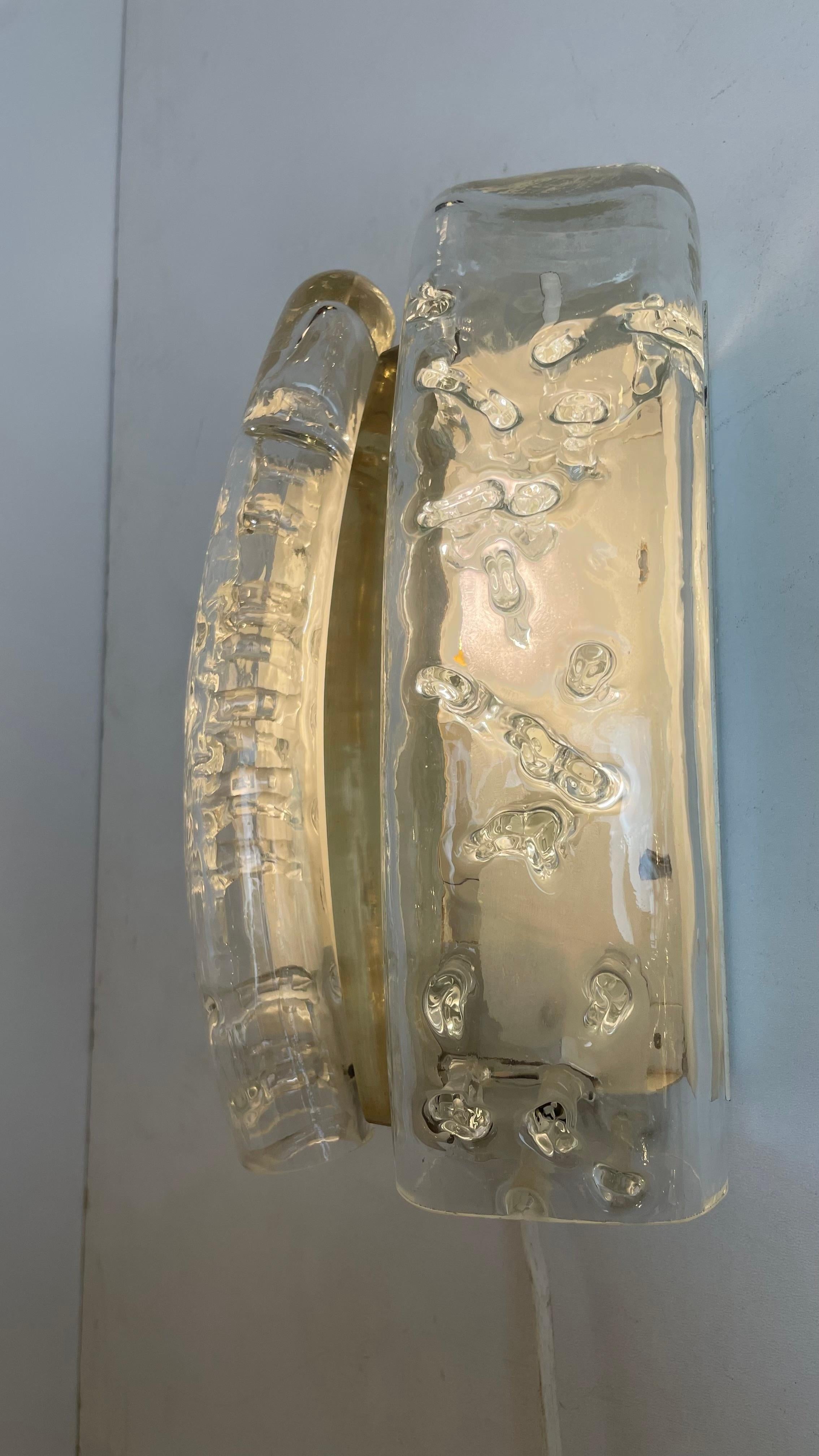 Glass & Brass Sconces by Doria, 1960s Metal en venta