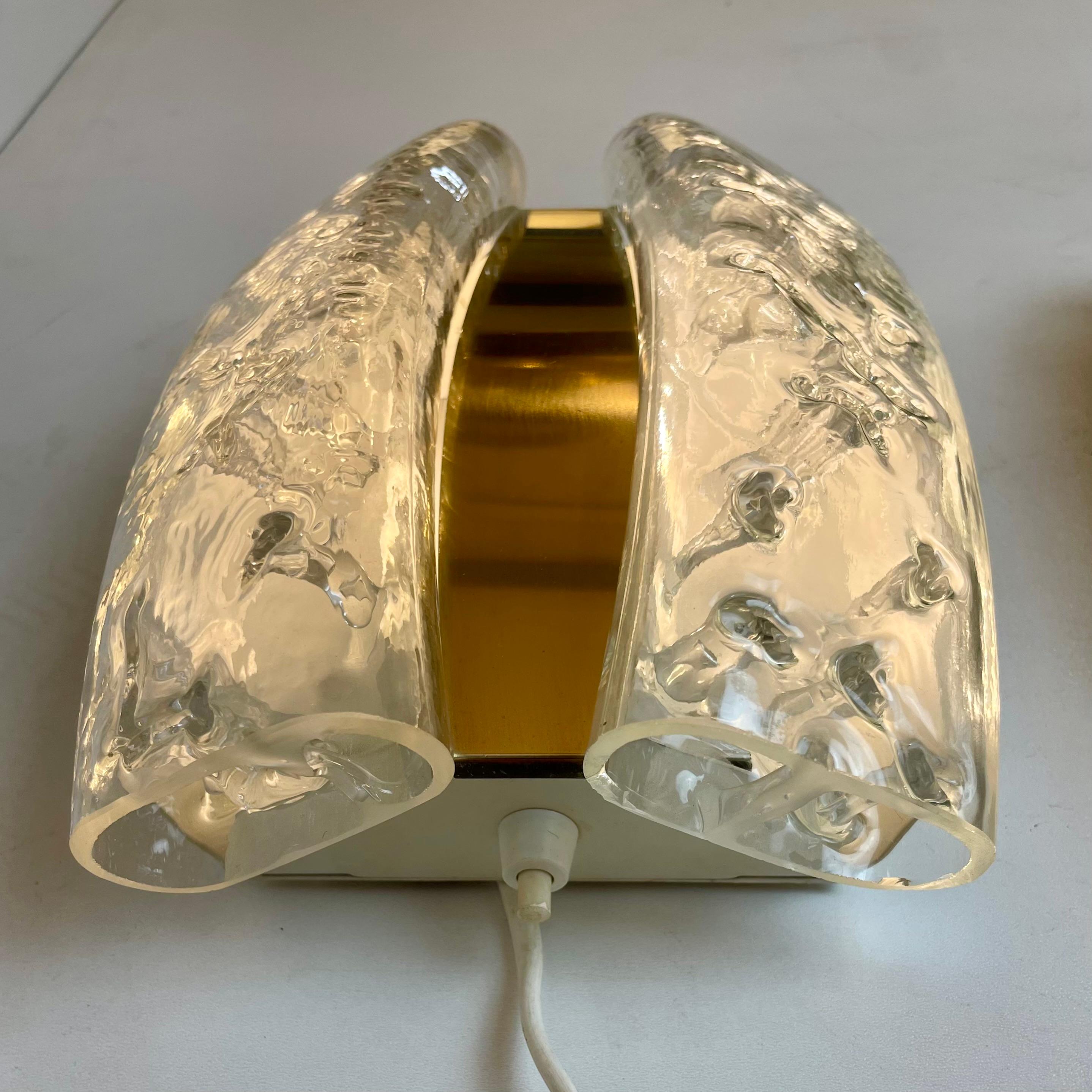 Glass & Brass Sconces by Doria, 1960s en venta 2