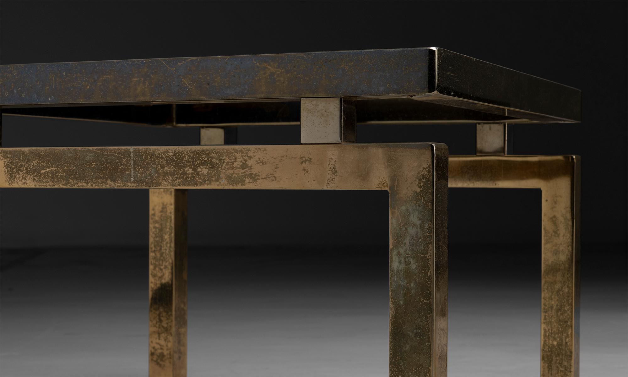 italien Tables d'appoint en verre et laiton, Italie 1970 en vente