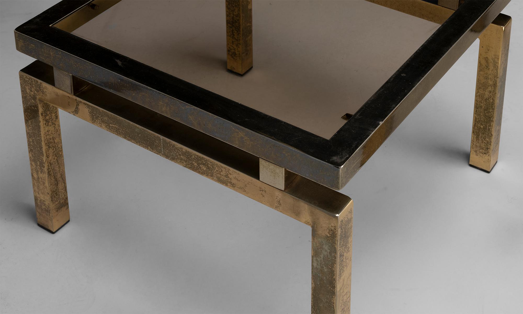 20ième siècle Tables d'appoint en verre et laiton, Italie 1970 en vente