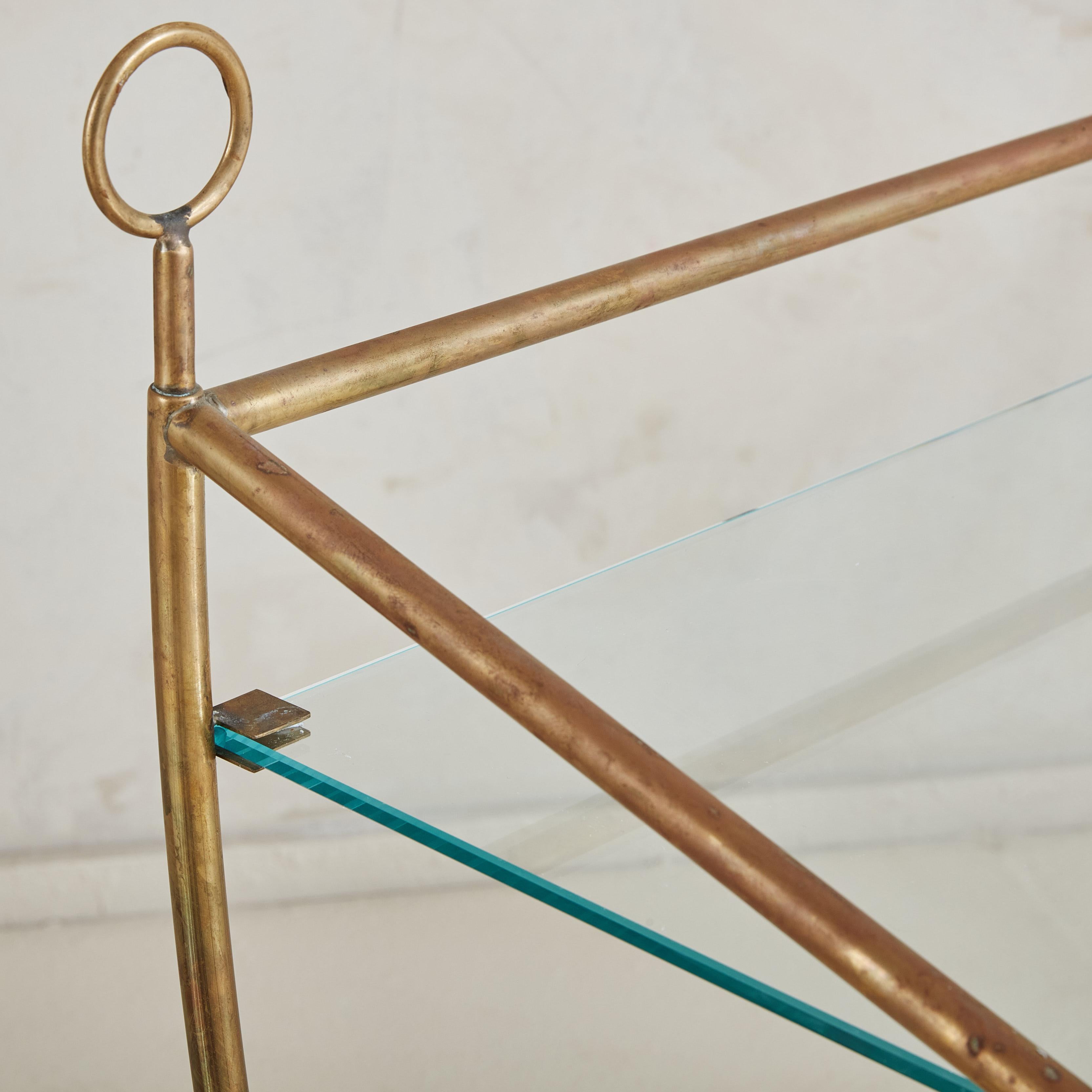 Glass + Brass Side Table, Italy For Sale 4