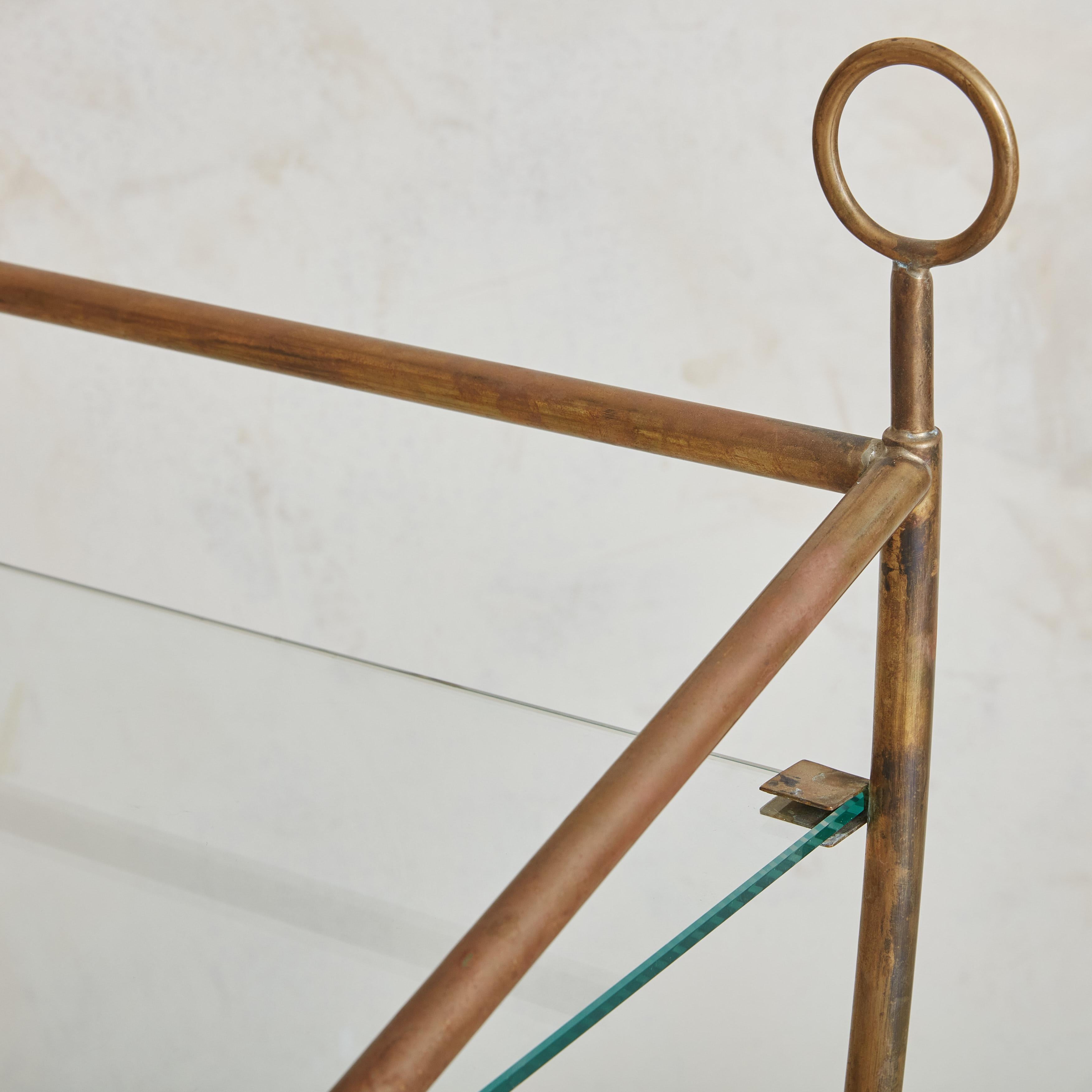 Glass + Brass Side Table, Italy For Sale 5