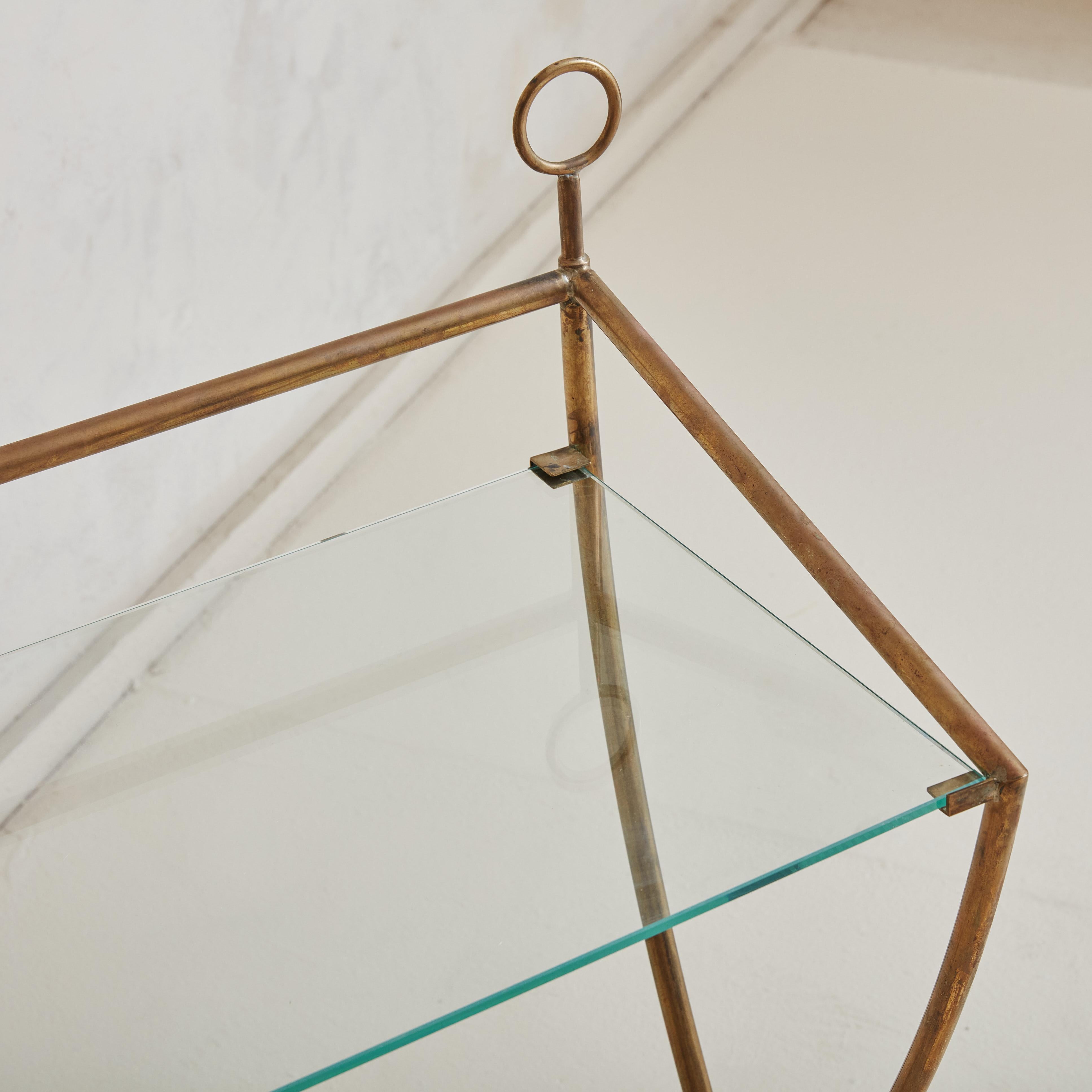 Glass + Brass Side Table, Italy For Sale 6